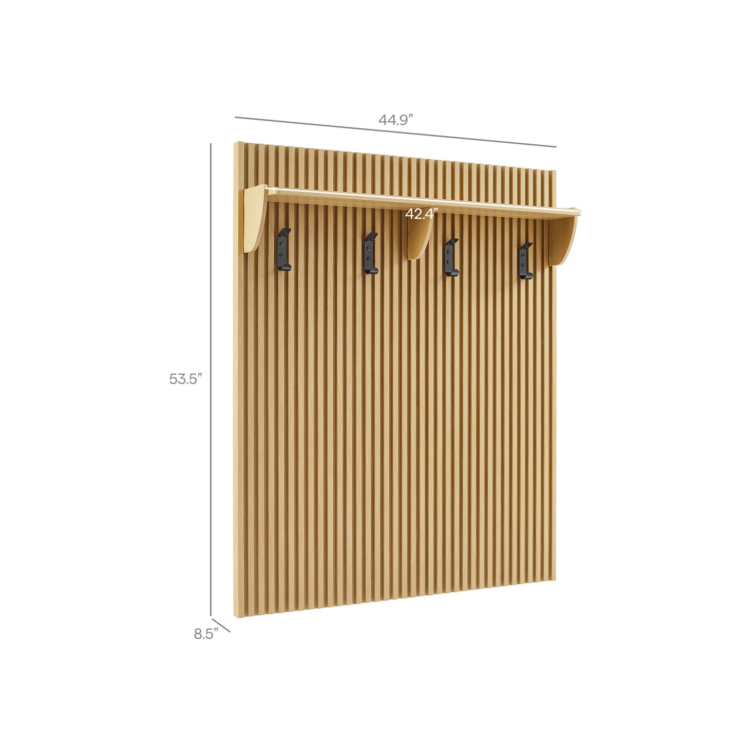 Render Fluted Coat Rack Panel With Shelf by Modway EEI-7472-OAK