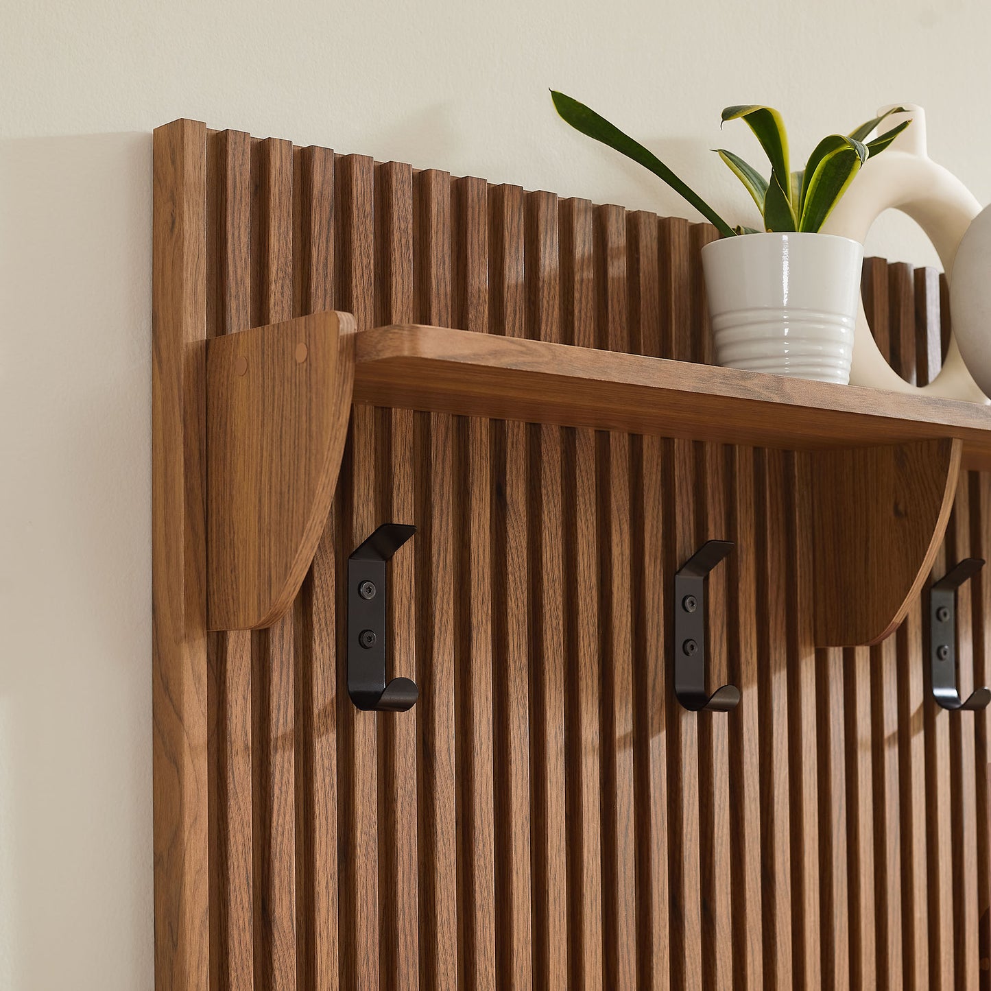 Render Fluted Coat Rack Panel With Shelf by Modway EEI-7472-WAL
