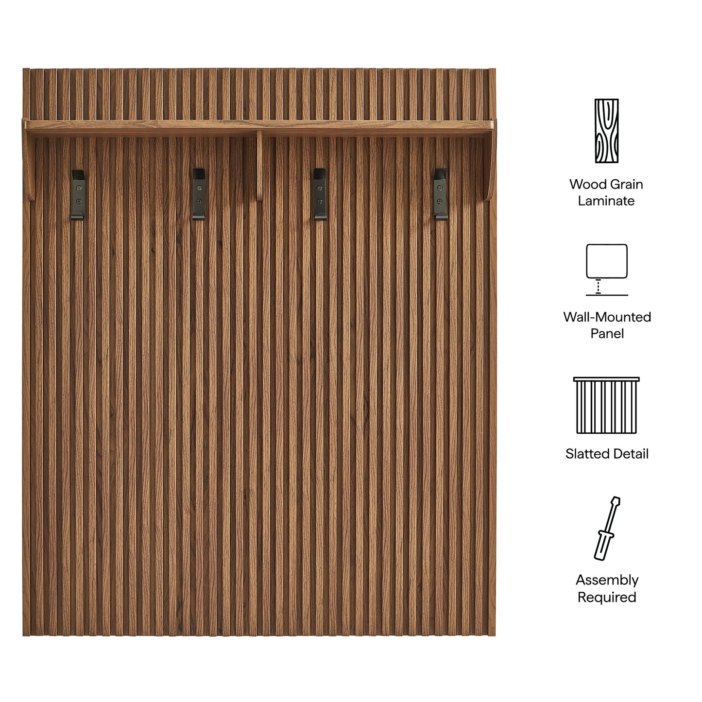 Render Fluted Coat Rack Panel With Shelf by Modway EEI-7472-WAL