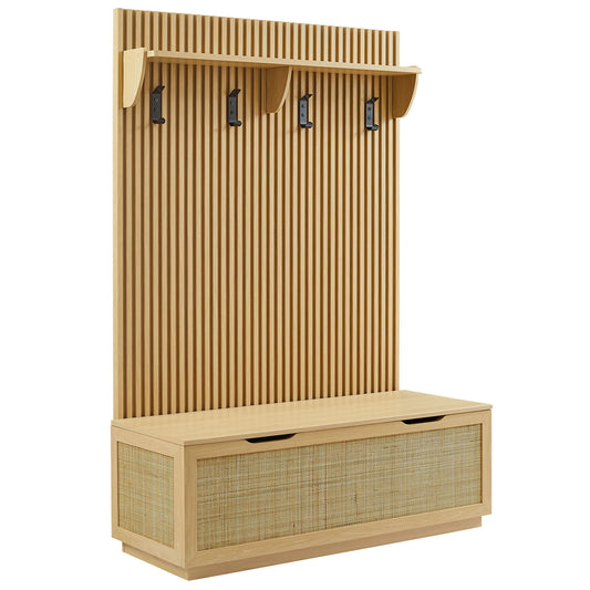 Soma Fluted 3-in-1 Hall Tree With Storage Bench and Coat Rack by Modway