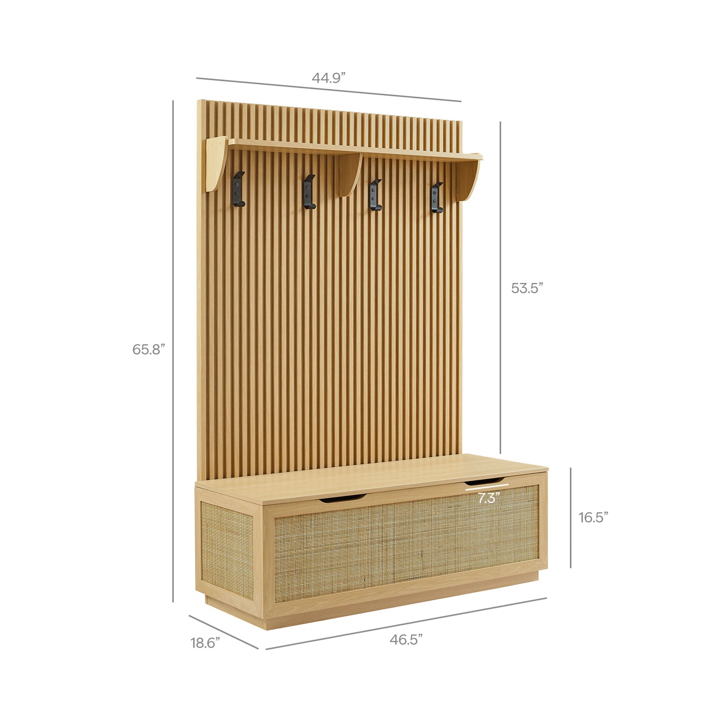 Soma Fluted 3-in-1 Hall Tree With Storage Bench and Coat Rack by Modway