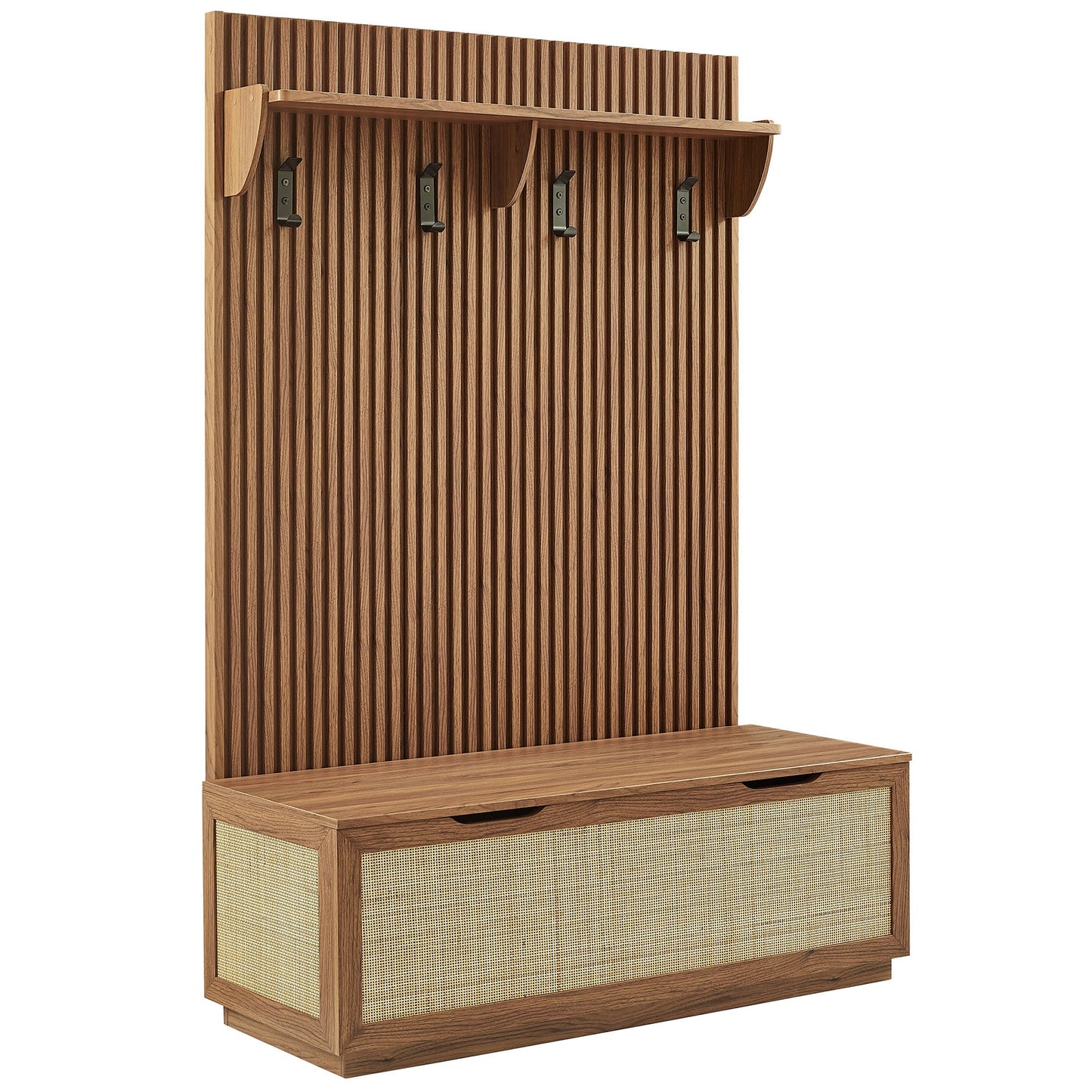 Soma Fluted 3-in-1 Hall Tree With Storage Bench and Coat Rack by Modway
