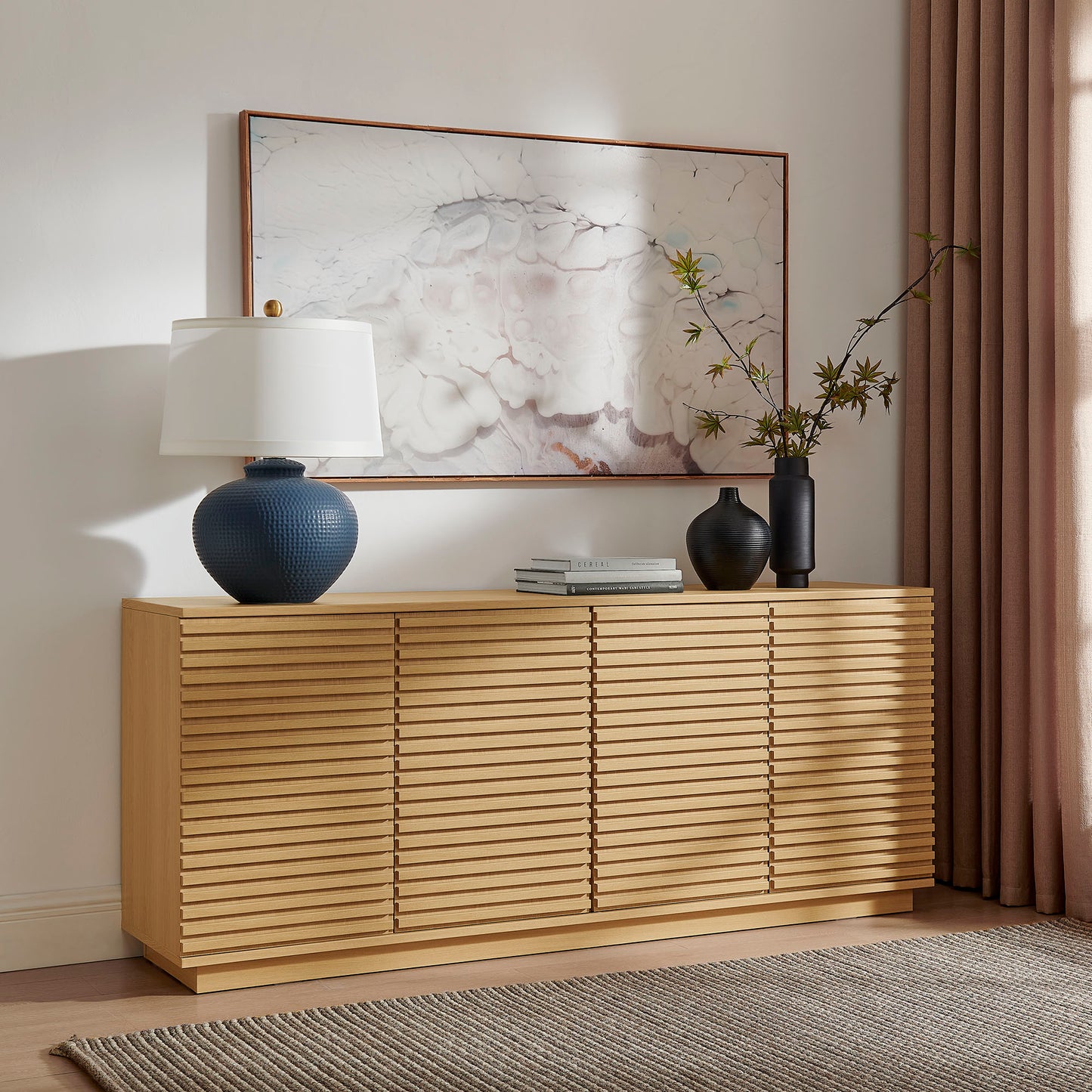 Render 4-Door Modern Fluted Sideboard Cabinet TV Stand by Modway EEI-7477