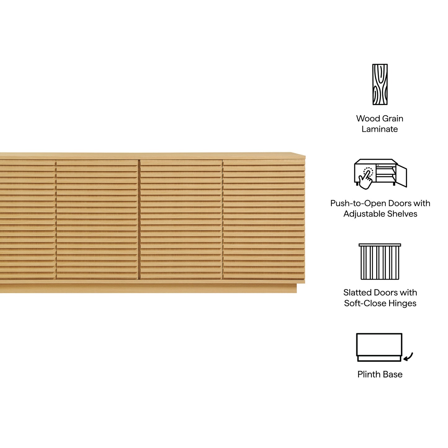 Render 4-Door Modern Fluted Sideboard Cabinet TV Stand by Modway EEI-7477