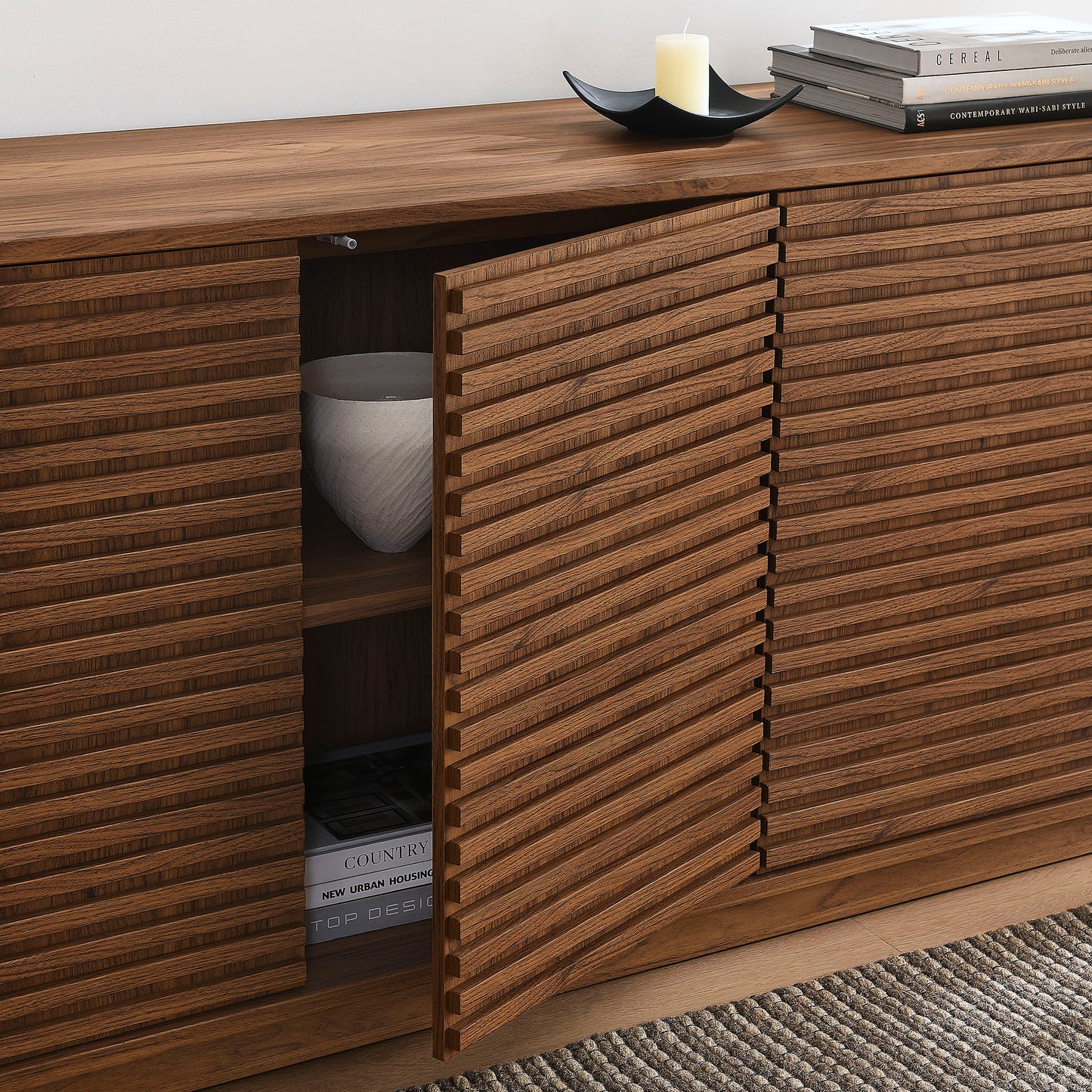 Render 4-Door Modern Fluted Sideboard Cabinet TV Stand by Modway EEI-7477