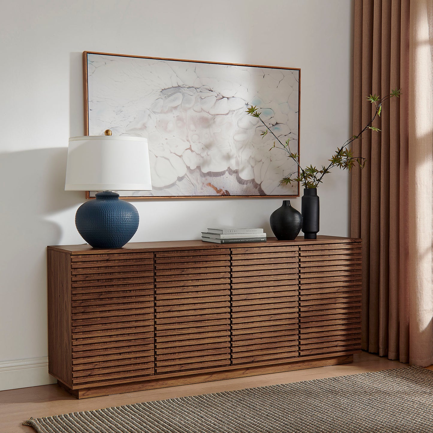 Render 4-Door Modern Fluted Sideboard Cabinet TV Stand by Modway EEI-7477