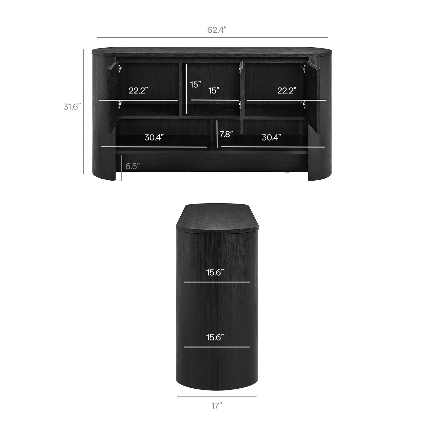 Duval 62 Inch Oval Sideboard by Modway - Modern Storage Console for Living Rooms