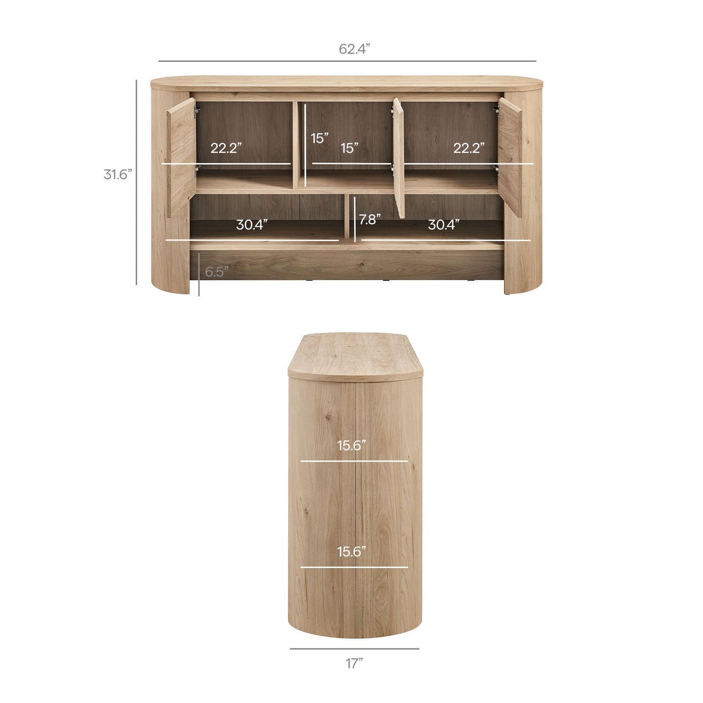 Duval 62 Inch Oval Sideboard by Modway - Modern Storage Console for Living Rooms