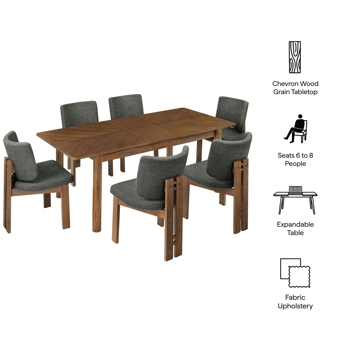 Alba 7-Piece Dining Set by Modway EEI-7483 — Modern dining room table and chairs set