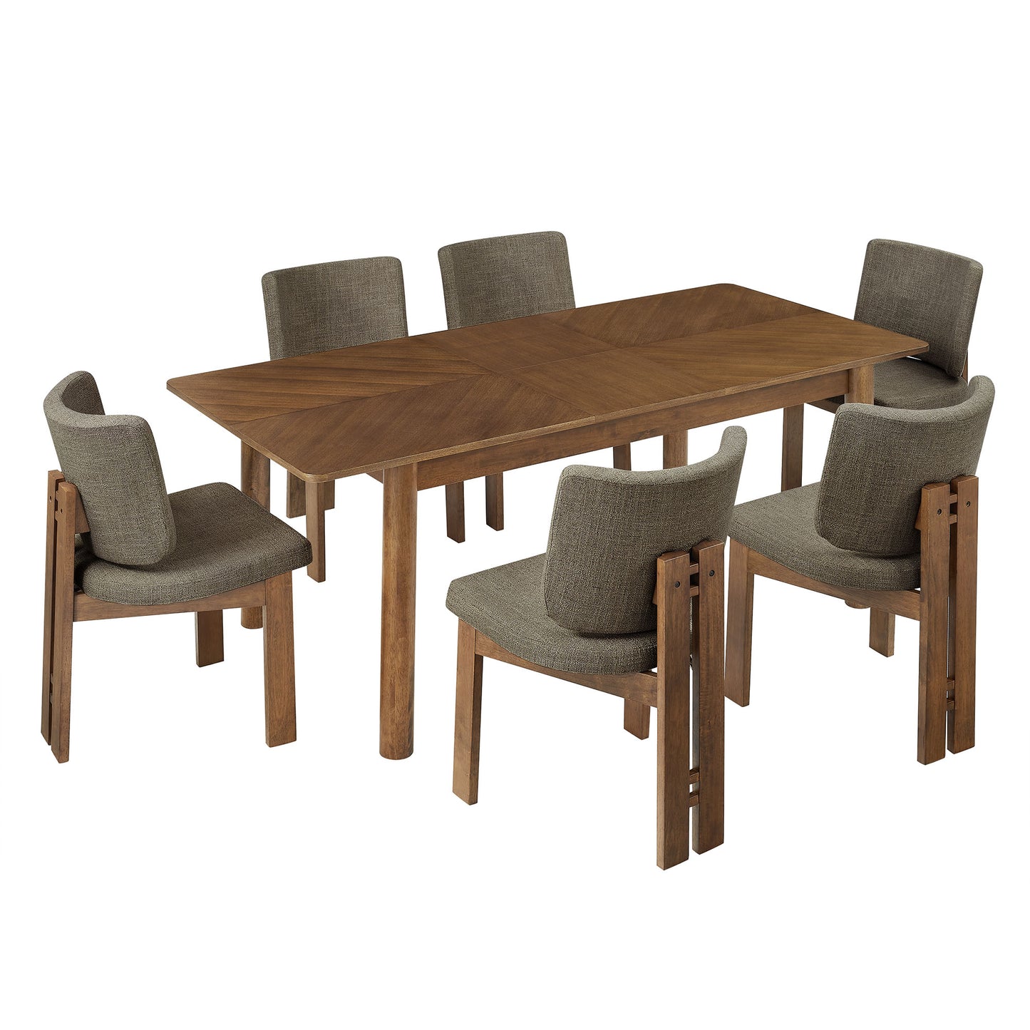Alba 7-Piece Dining Set by Modway EEI-7483-WAL-TAU