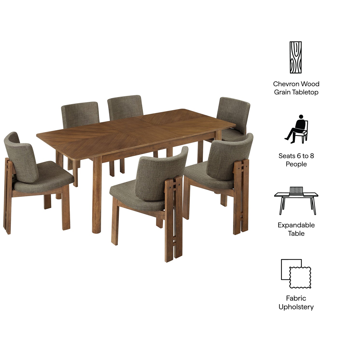 Alba 7-Piece Dining Set by Modway EEI-7483-WAL-TAU