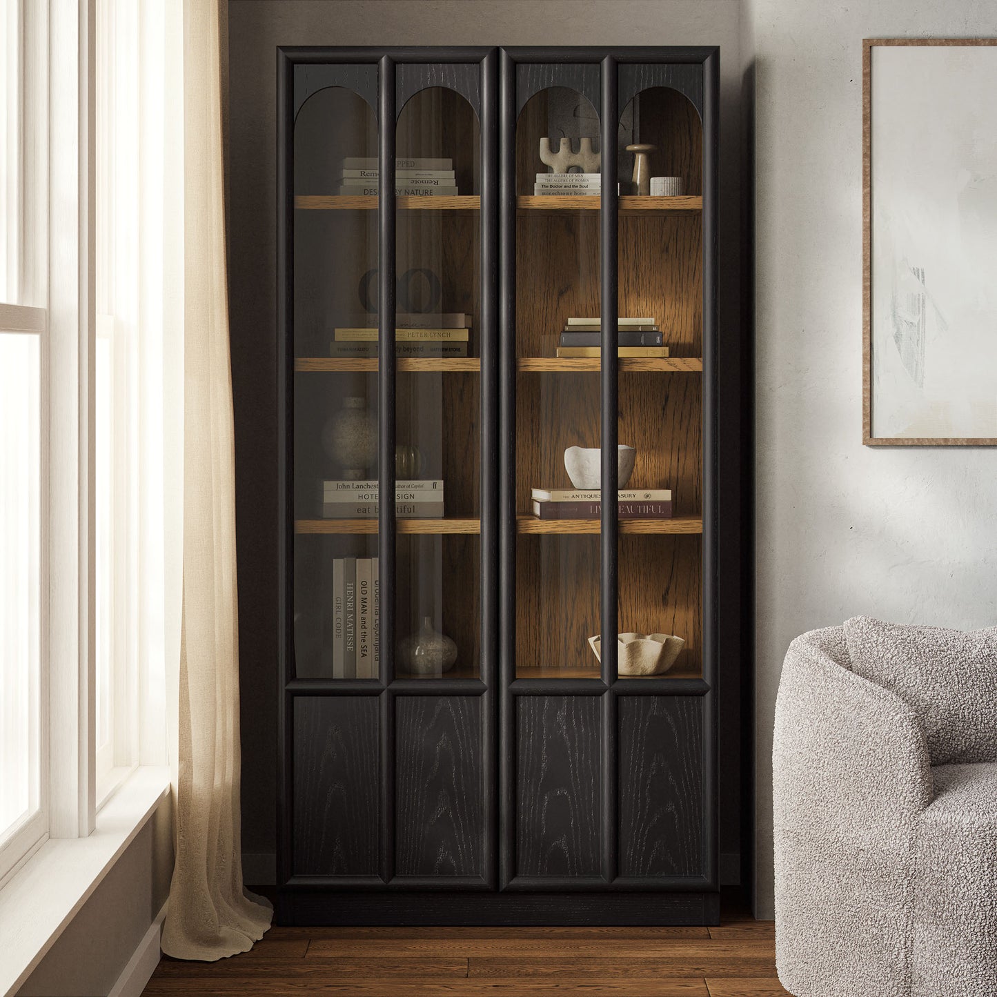 Anwen Solid Wood and Glass Display Cabinet by Modway