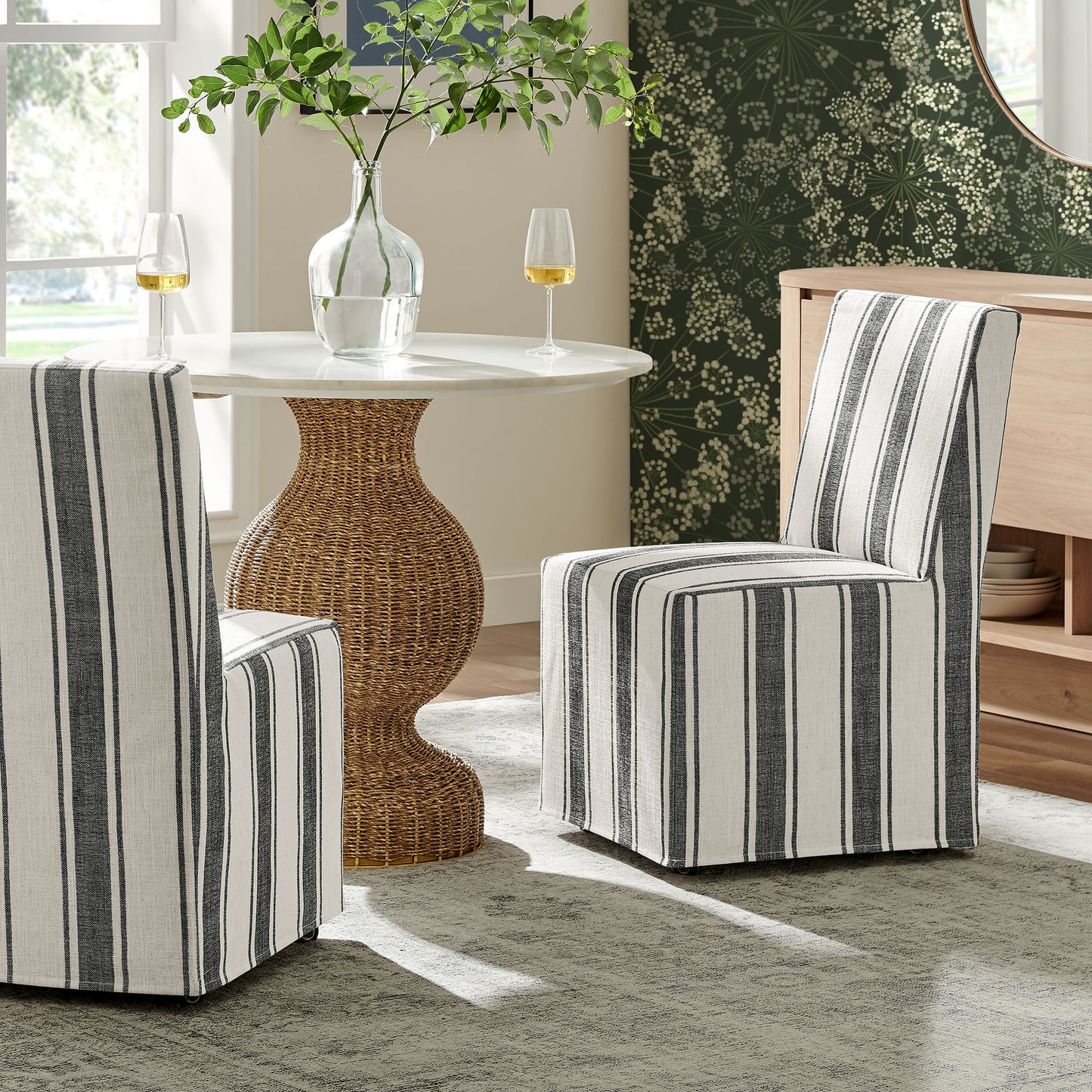 Tessera Striped Slipcovered Dining Side Chair by Modway EEI-7486-BLK