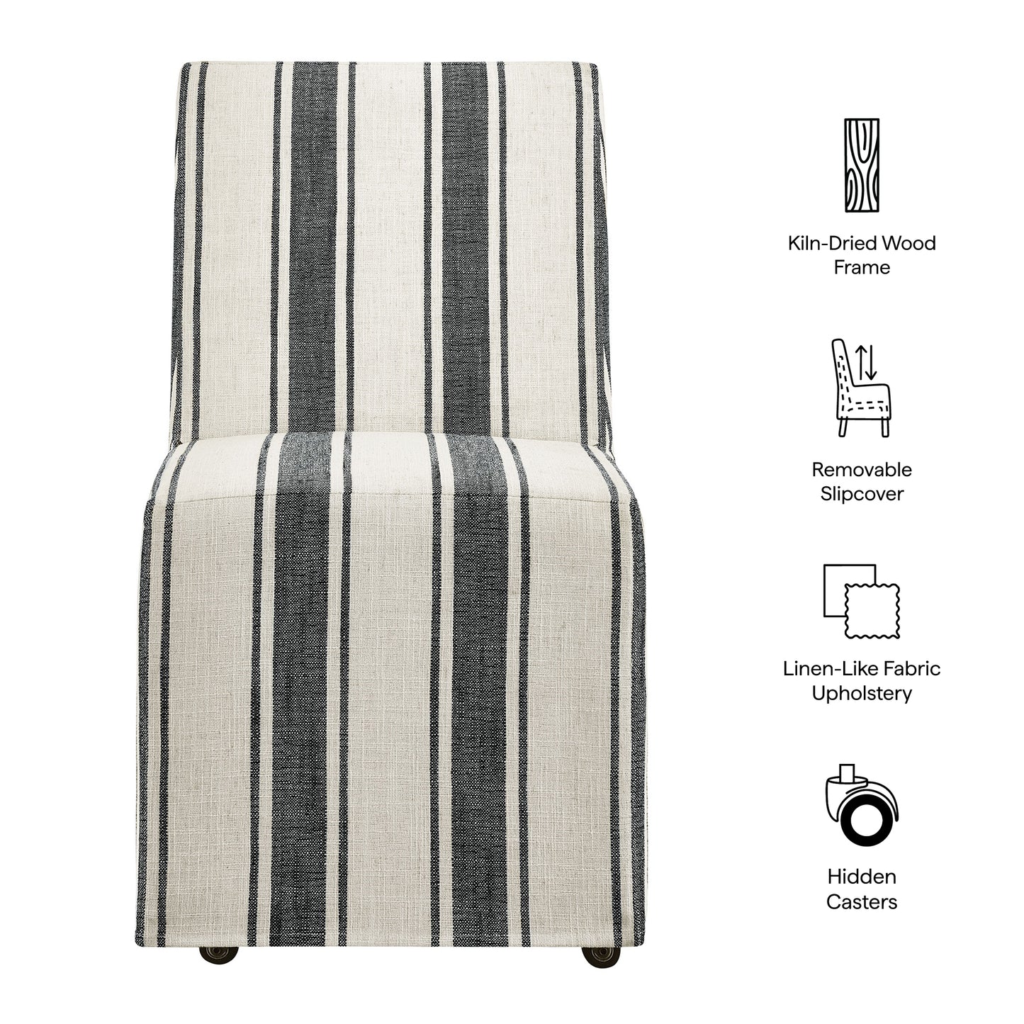 Tessera Striped Slipcovered Dining Side Chair by Modway EEI-7486-BLK