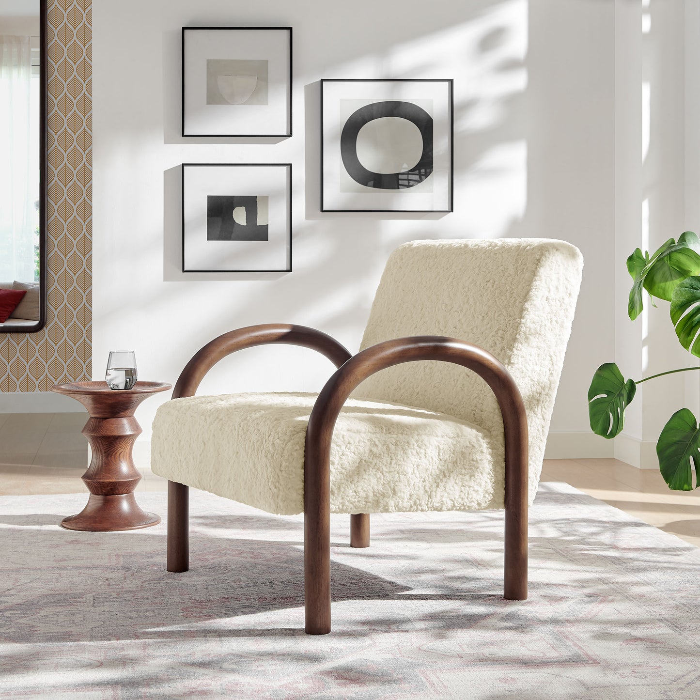 Lunet Faux Shearling Accent Armchair by Modway EEI-7489-ECR