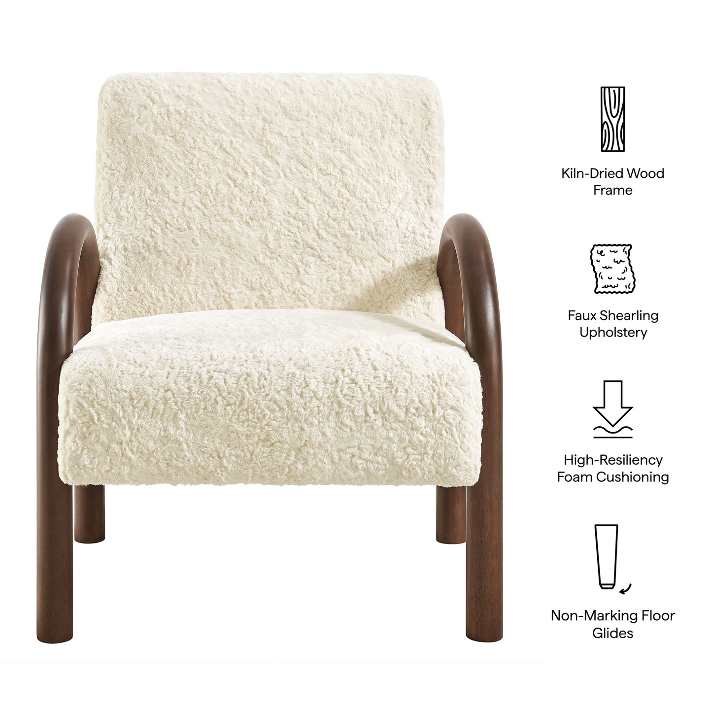 Lunet Faux Shearling Accent Armchair by Modway EEI-7489-ECR