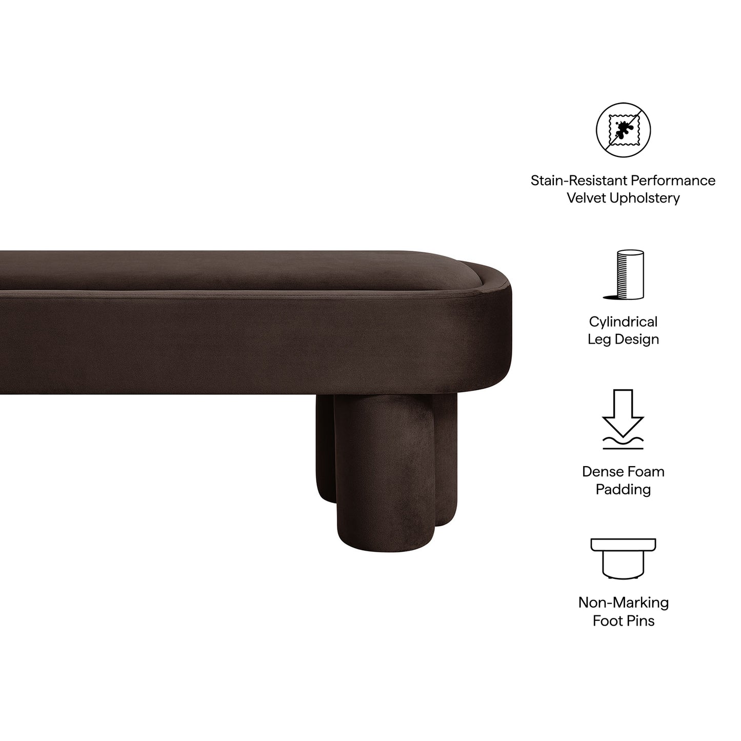 Mossi Oval Performance Velvet Accent Bench by Modway EEI-7492-CHB