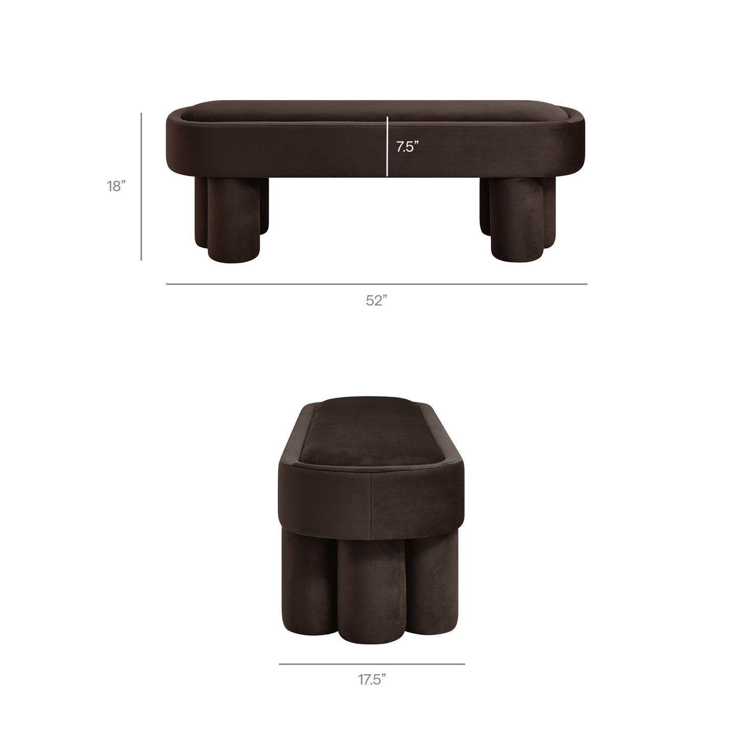 Mossi Oval Performance Velvet Accent Bench by Modway EEI-7492-CHB