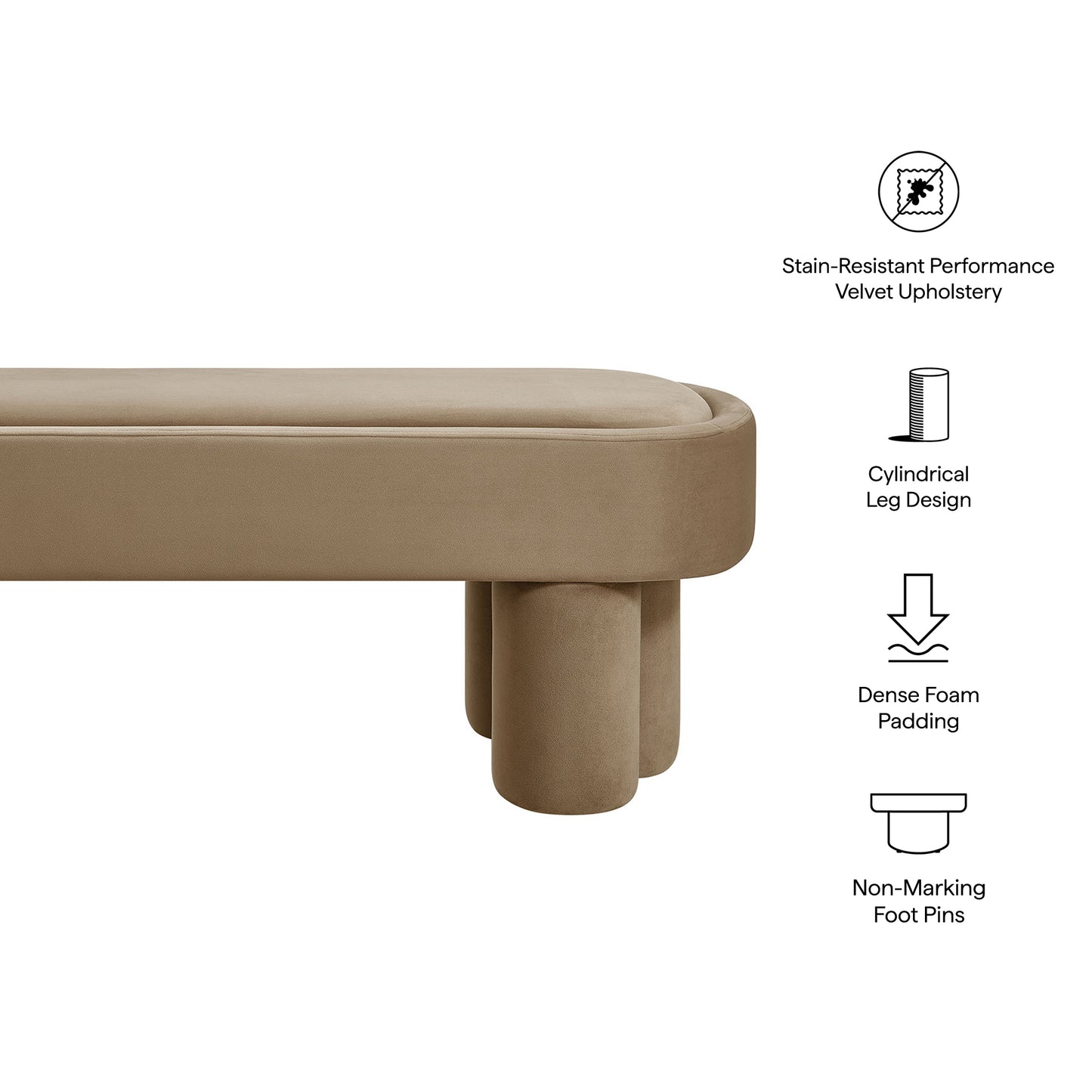 Mossi Oval Performance Velvet Accent Bench by Modway EEI-7492-TAU