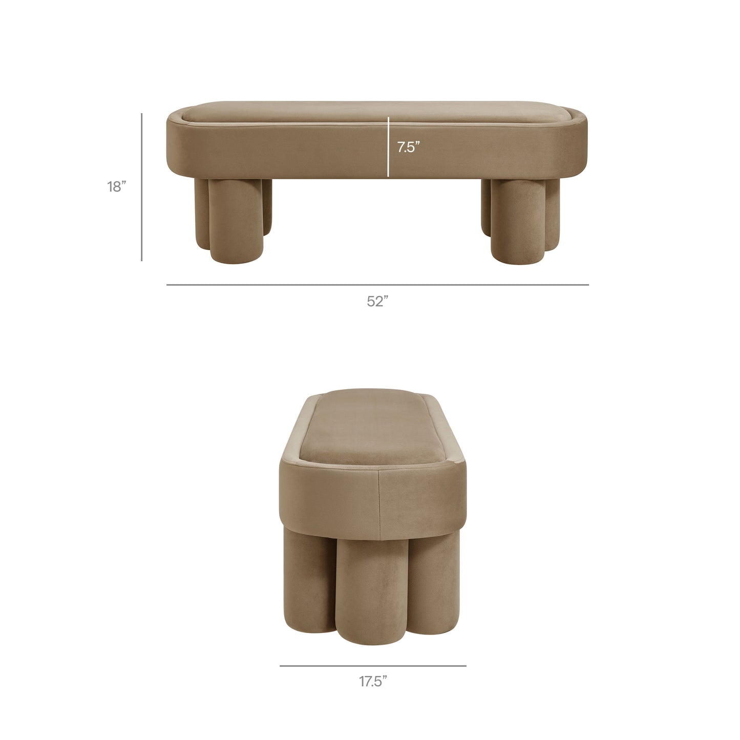 Mossi Oval Performance Velvet Accent Bench by Modway EEI-7492-TAU