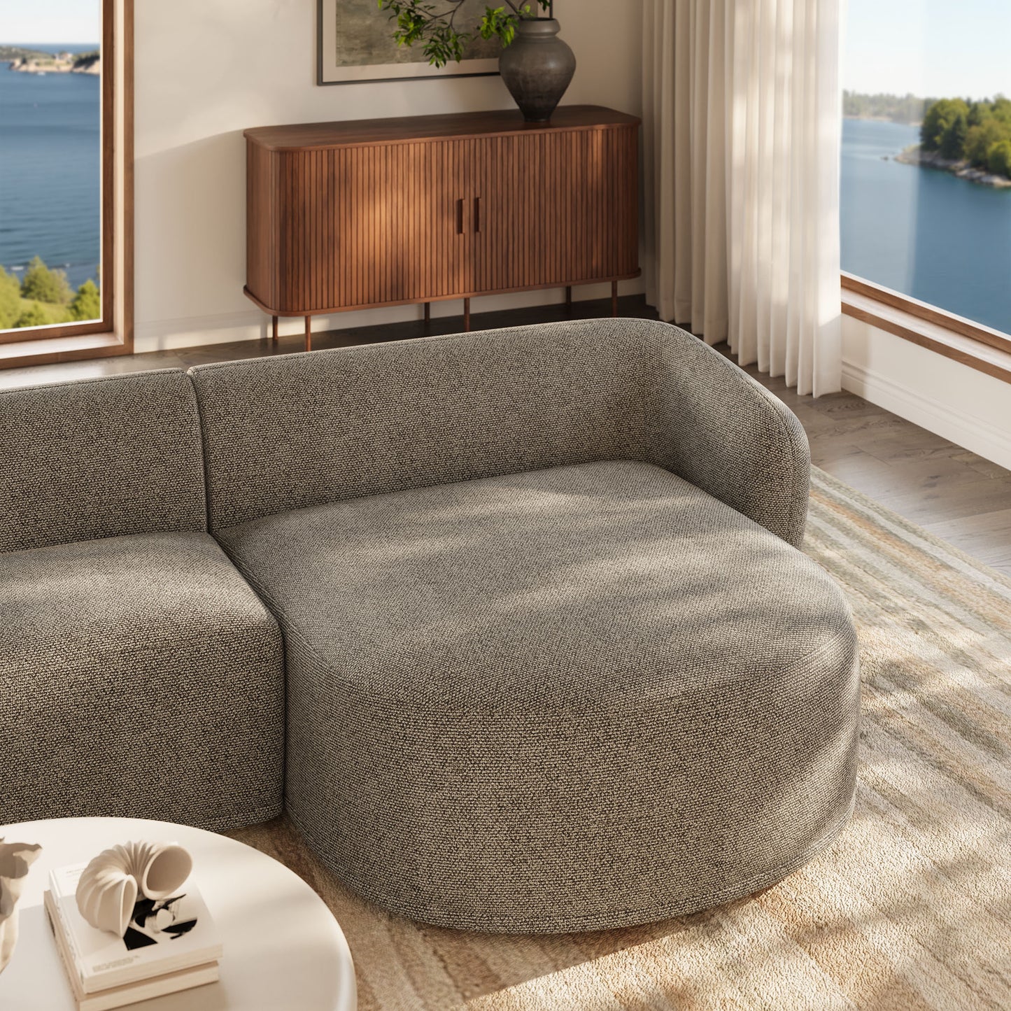Monica 2 Piece Right Facing Boucle Fabric Modular Sofa with Chaise by Modway EEI-7503-ETH