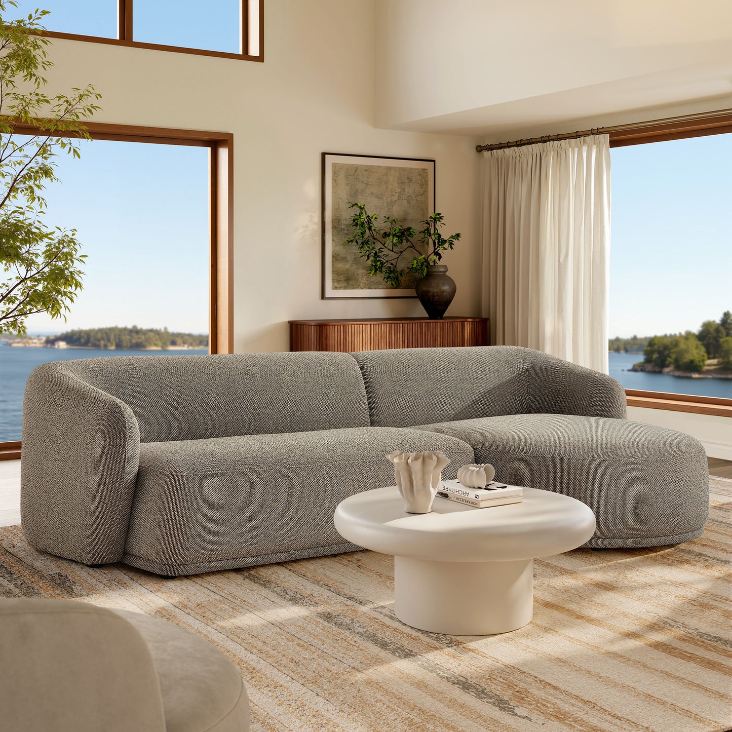 Monica 2 Piece Right Facing Boucle Fabric Modular Sofa with Chaise by Modway EEI-7503-ETH