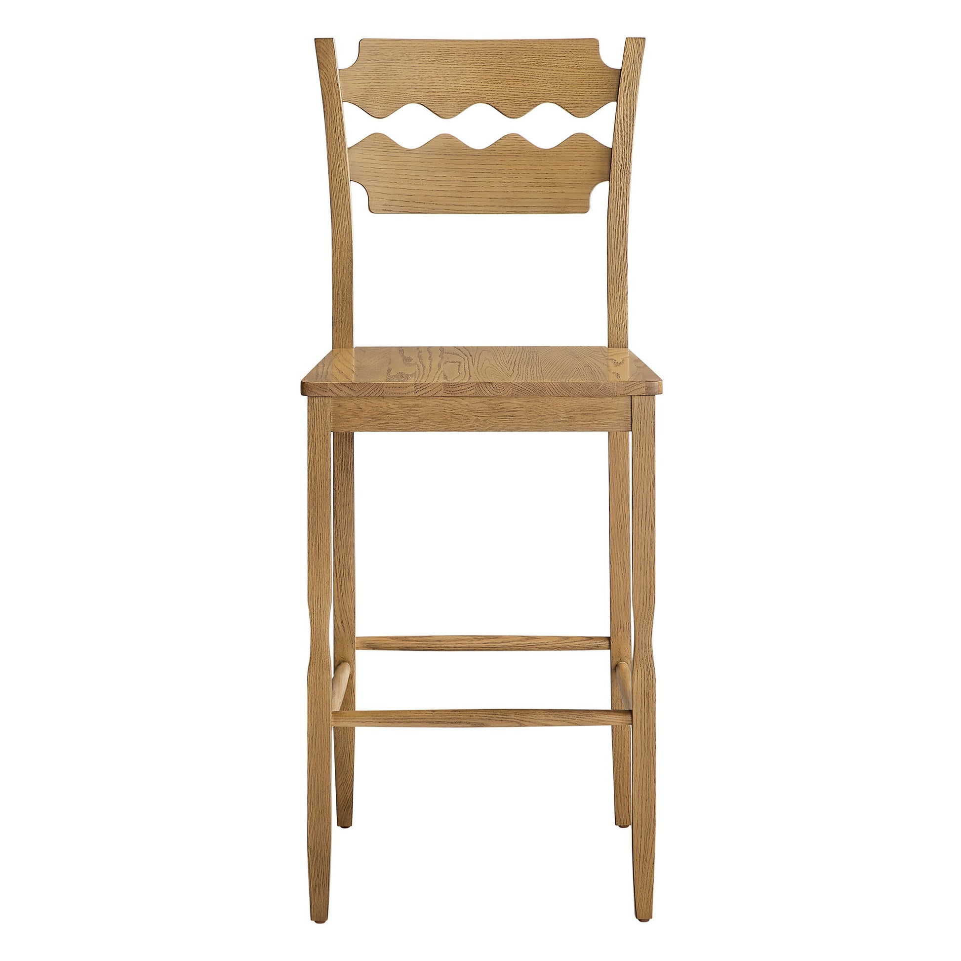Jax Oak Wood Bar Stool With Wavy Razor Back by Modway