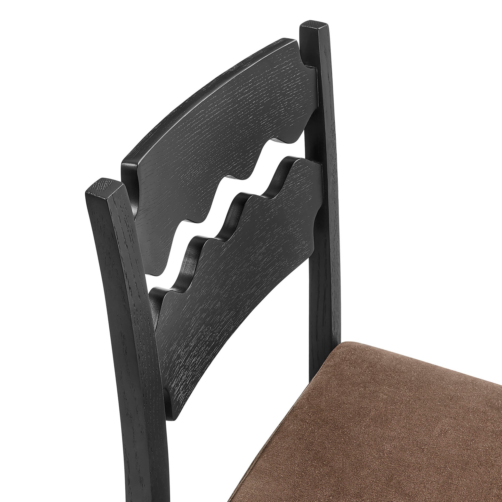 Jax Oak Wood Counter Stool With Wavy Razor Back and Cushion by Modway