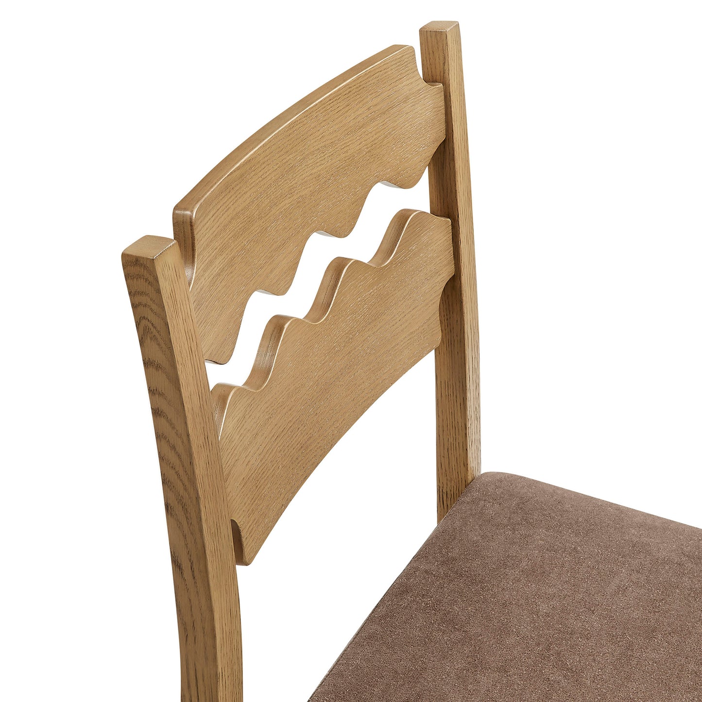 Jax Oak Wood Bar Stool With Wavy Razor Back and Cushion by Modway