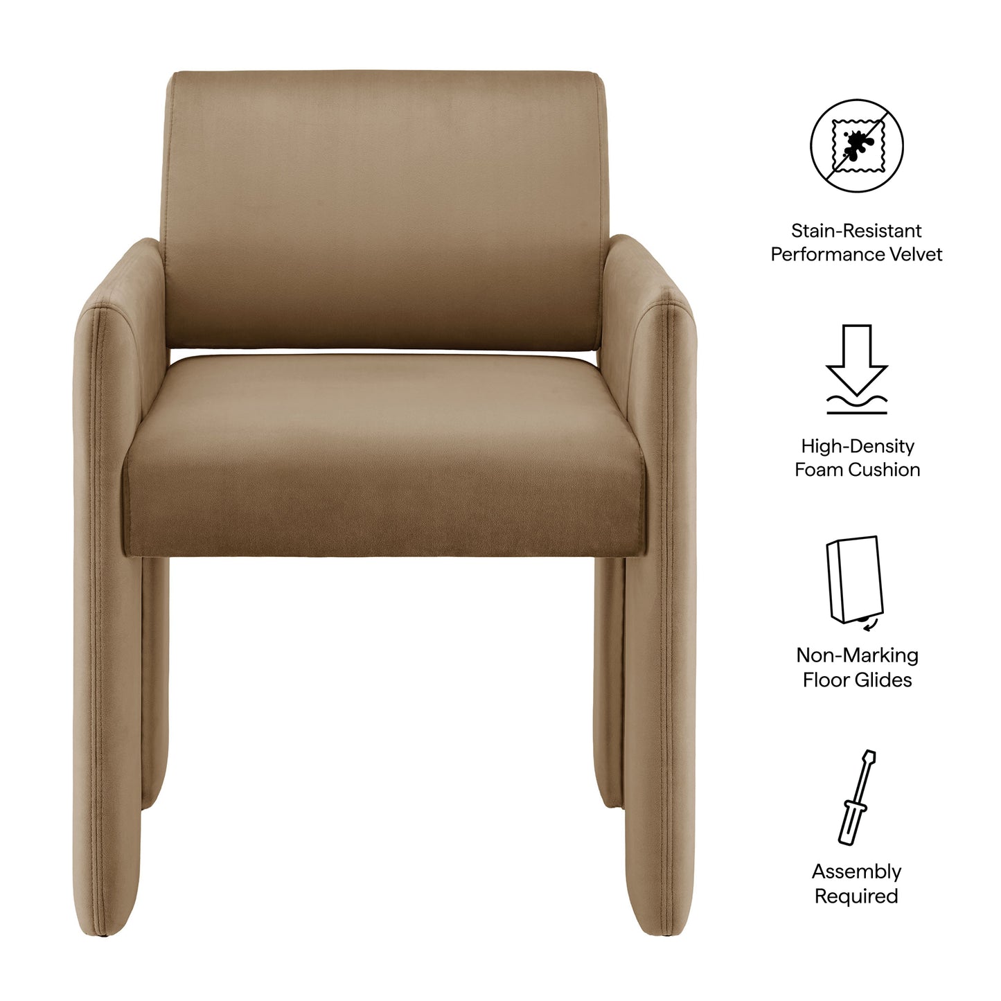 Daven Stain-Resistant Performance Velvet Dining Armchair by Modway