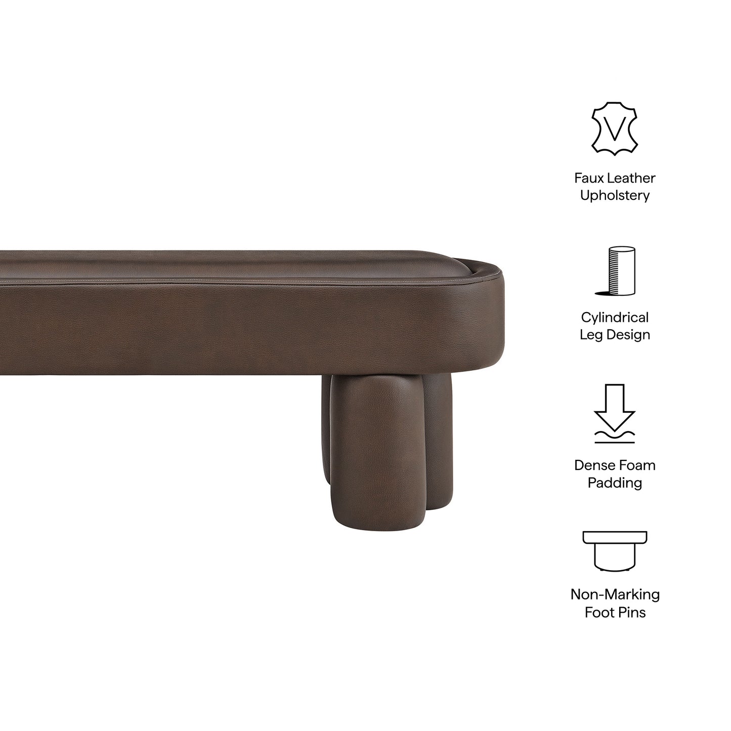 Mossi 52-Inch Oval Vegan Leather Bench by Modway EEI-7532-ESP