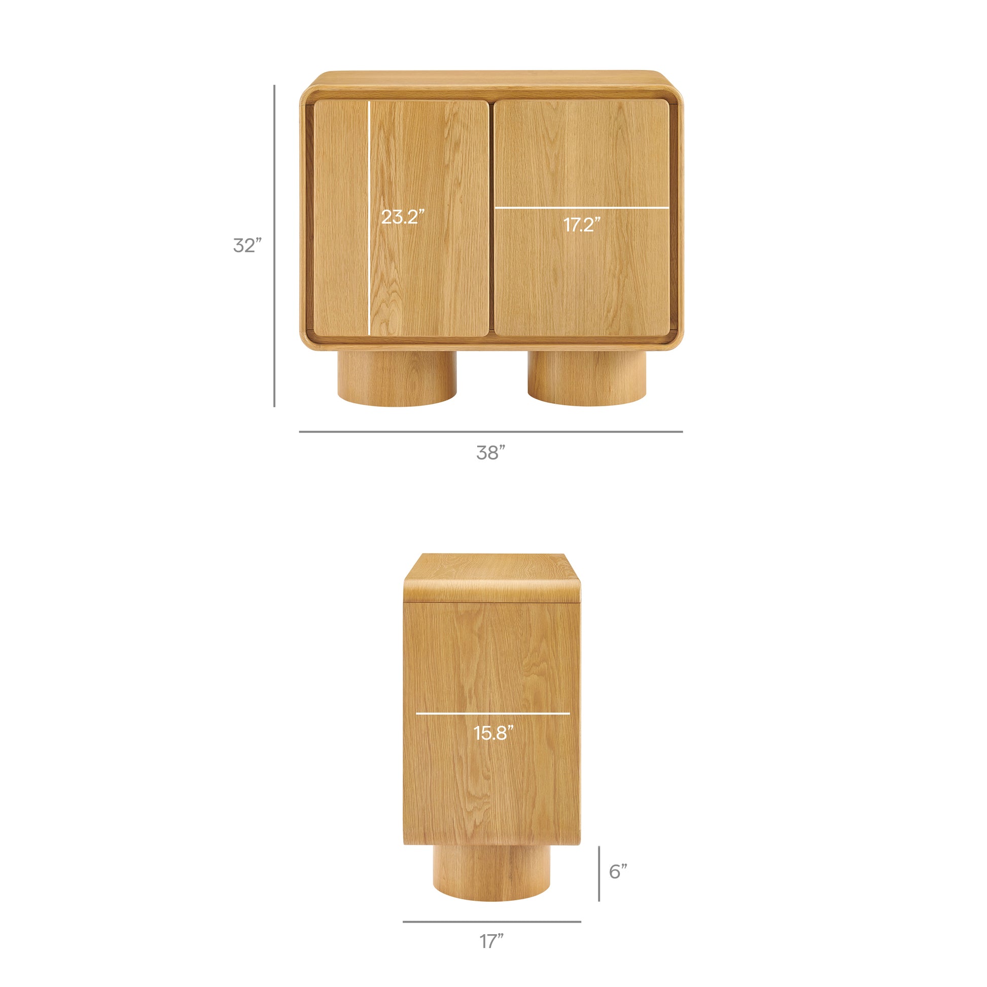 Lumo 2-Door Curved Wood Accent Cabinet by Modway