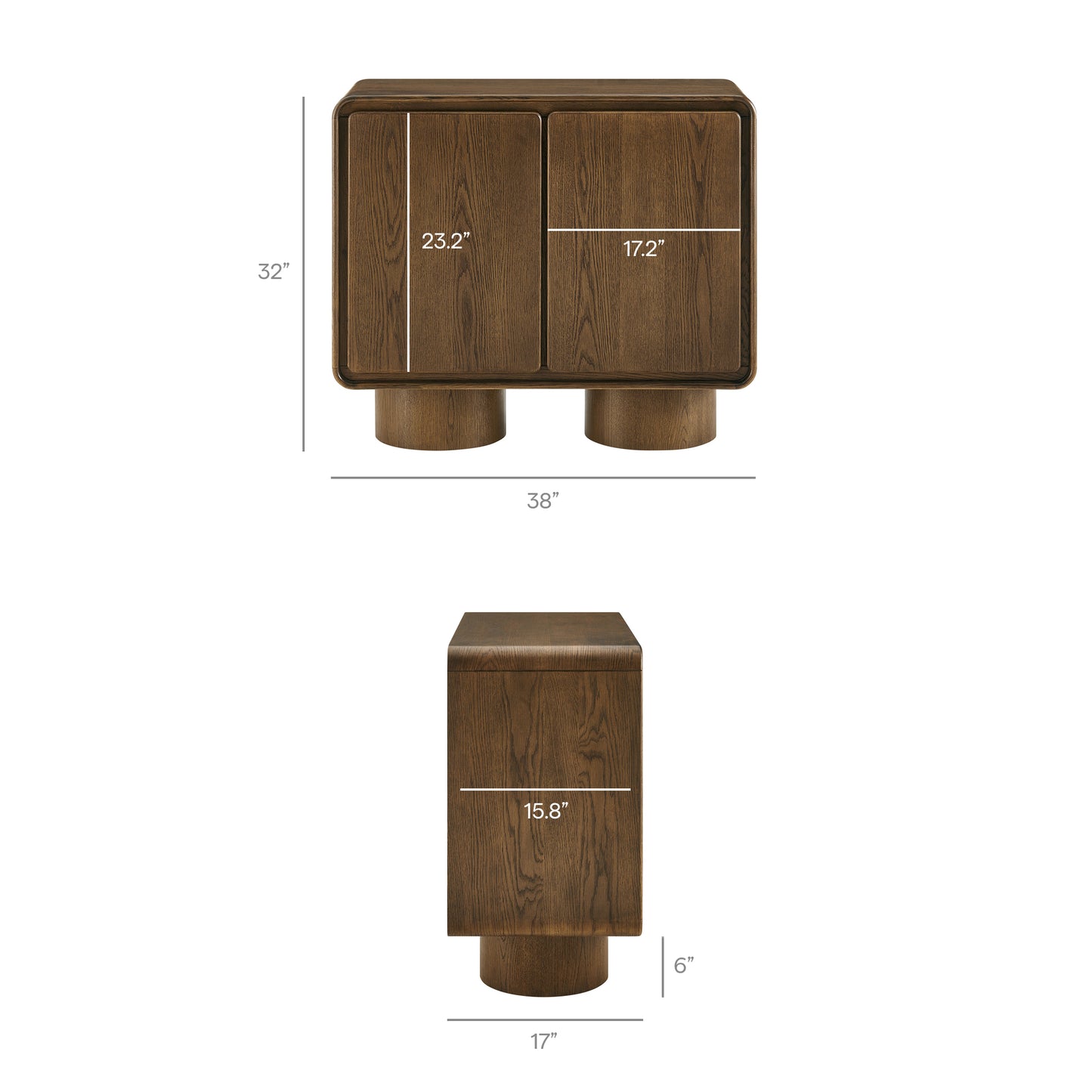Lumo 2-Door Curved Wood Accent Cabinet by Modway