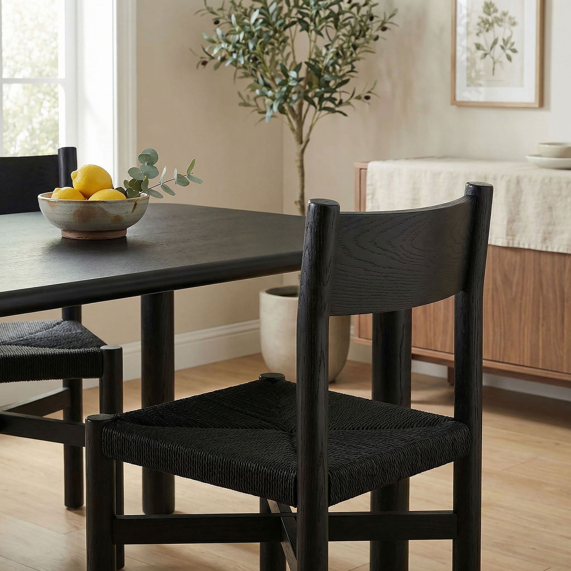 Alvia Oak Wood Dining Side Chair With Woven Seat by Modway