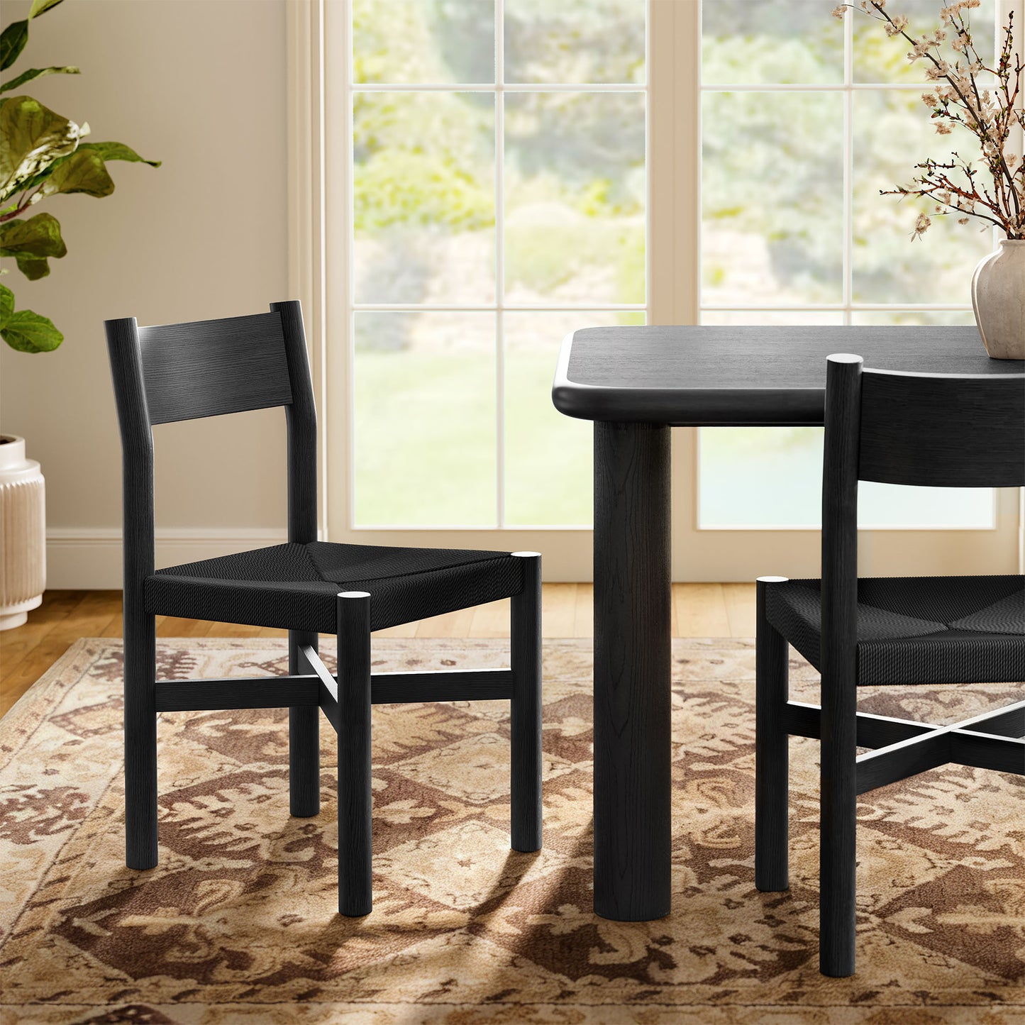 Alvia Oak Wood Dining Side Chair With Woven Seat by Modway