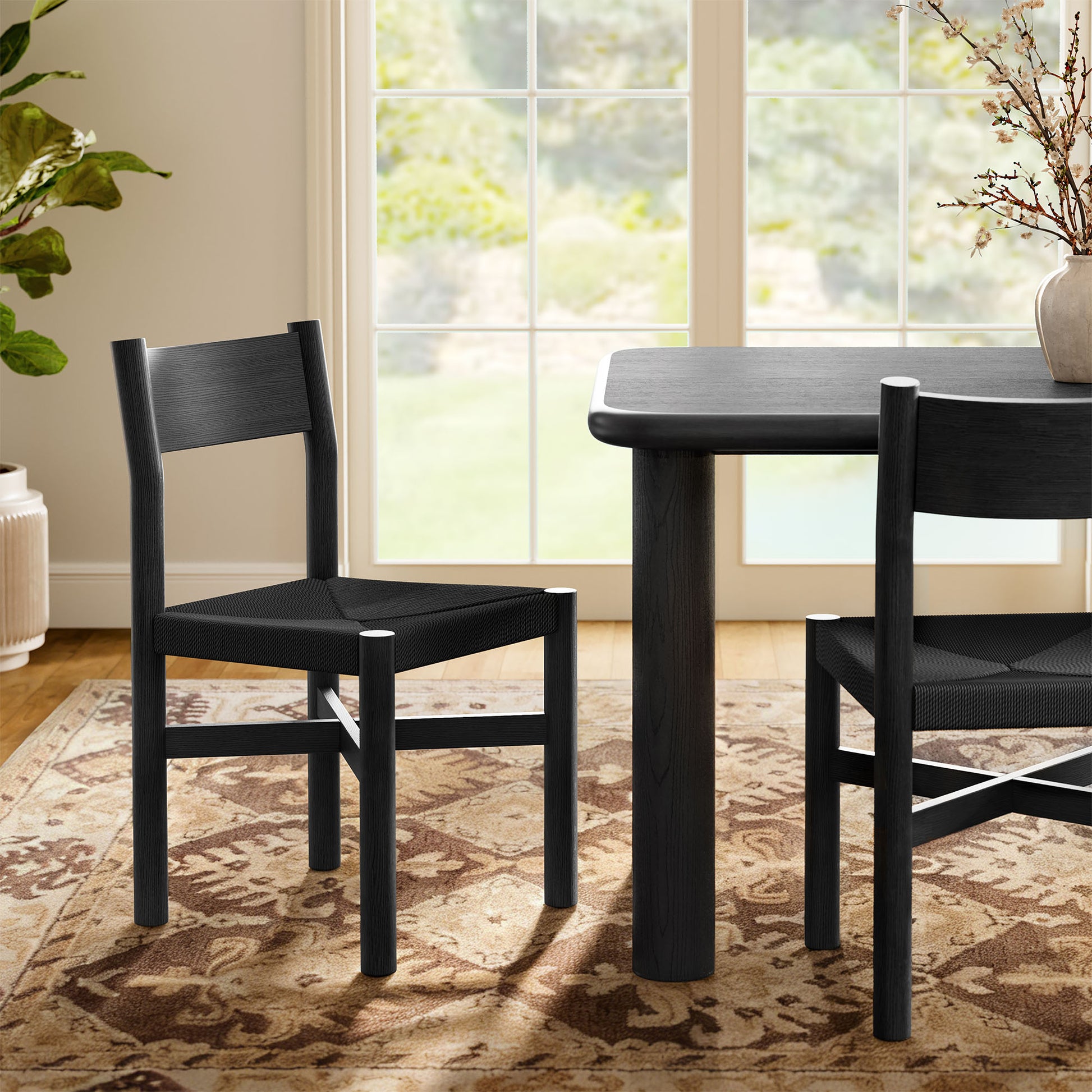 Alvia Oak Wood Dining Side Chair With Woven Seat by Modway