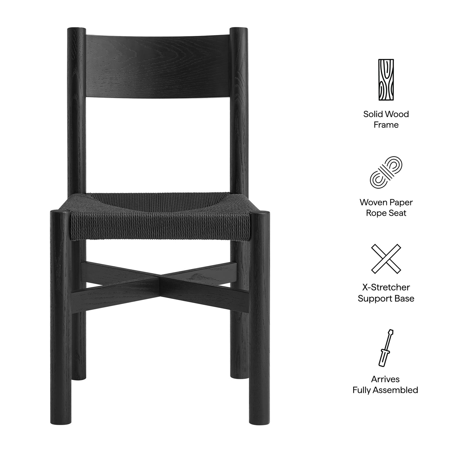 Alvia Oak Wood Dining Side Chair With Woven Seat by Modway