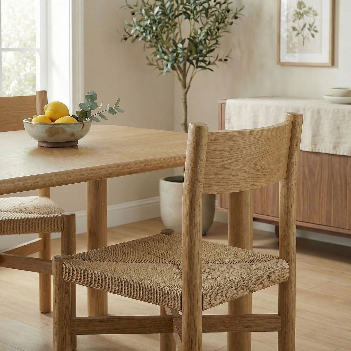 Alvia Oak Wood Dining Side Chair With Woven Seat by Modway
