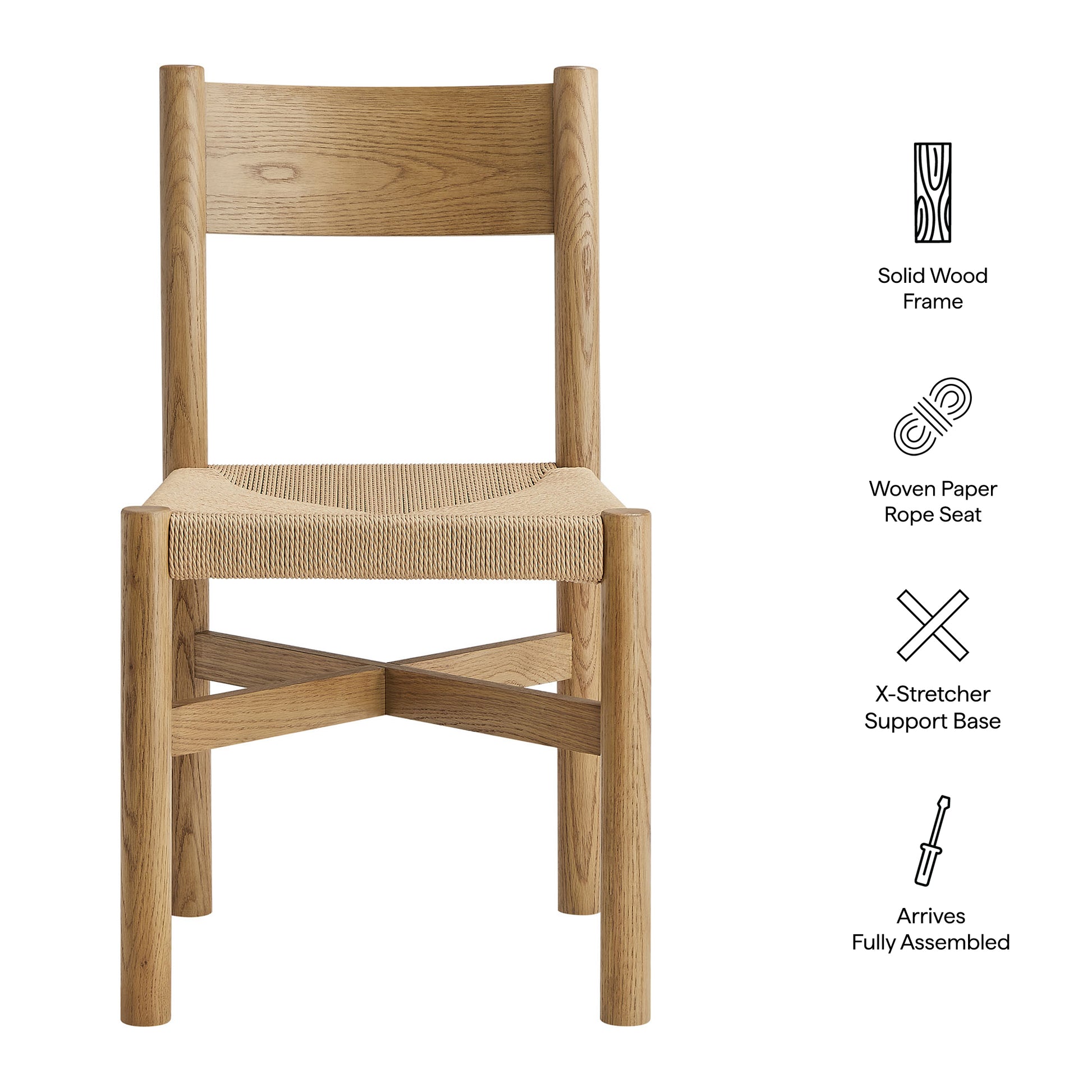 Alvia Oak Wood Dining Side Chair With Woven Seat by Modway