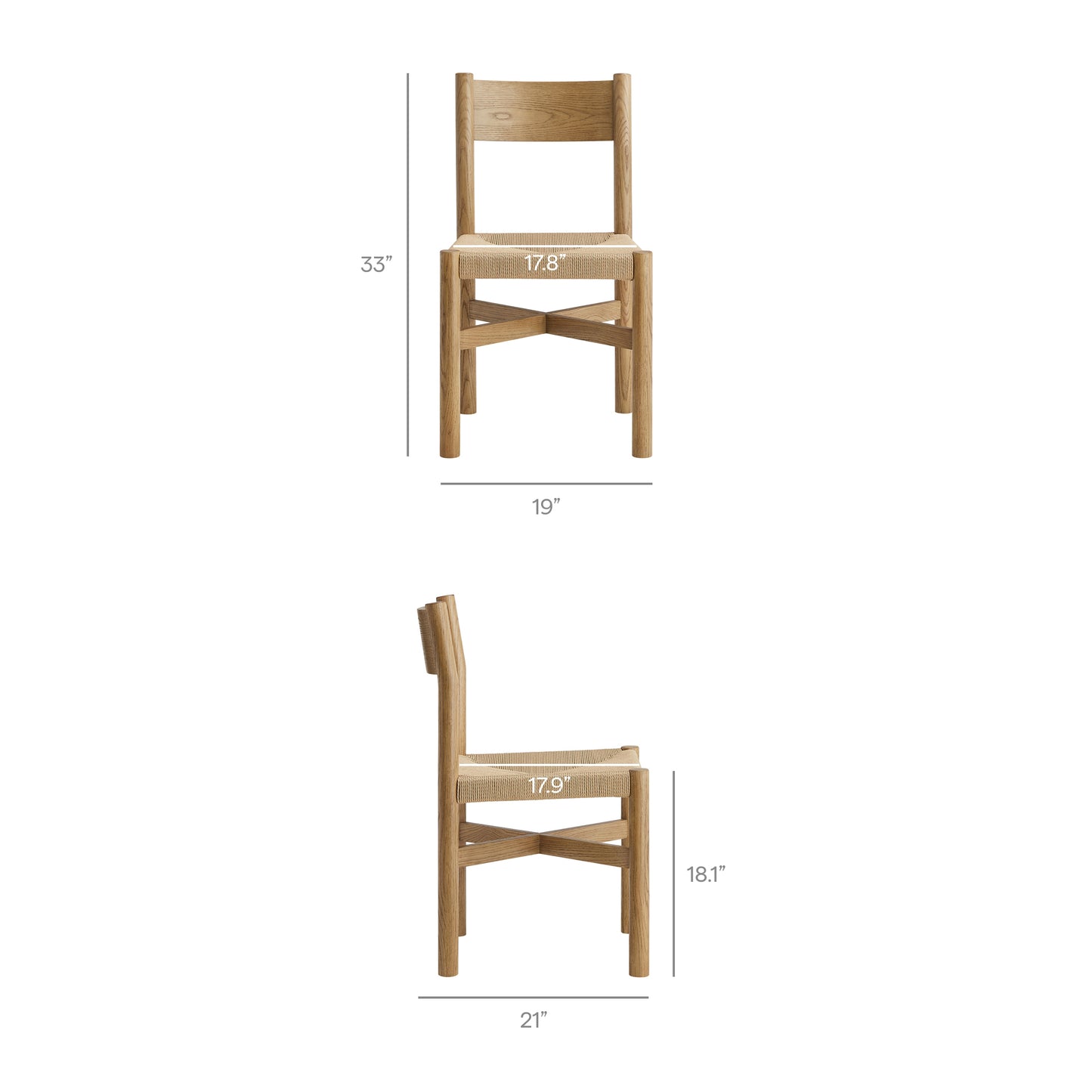 Alvia Oak Wood Dining Side Chair With Woven Seat by Modway