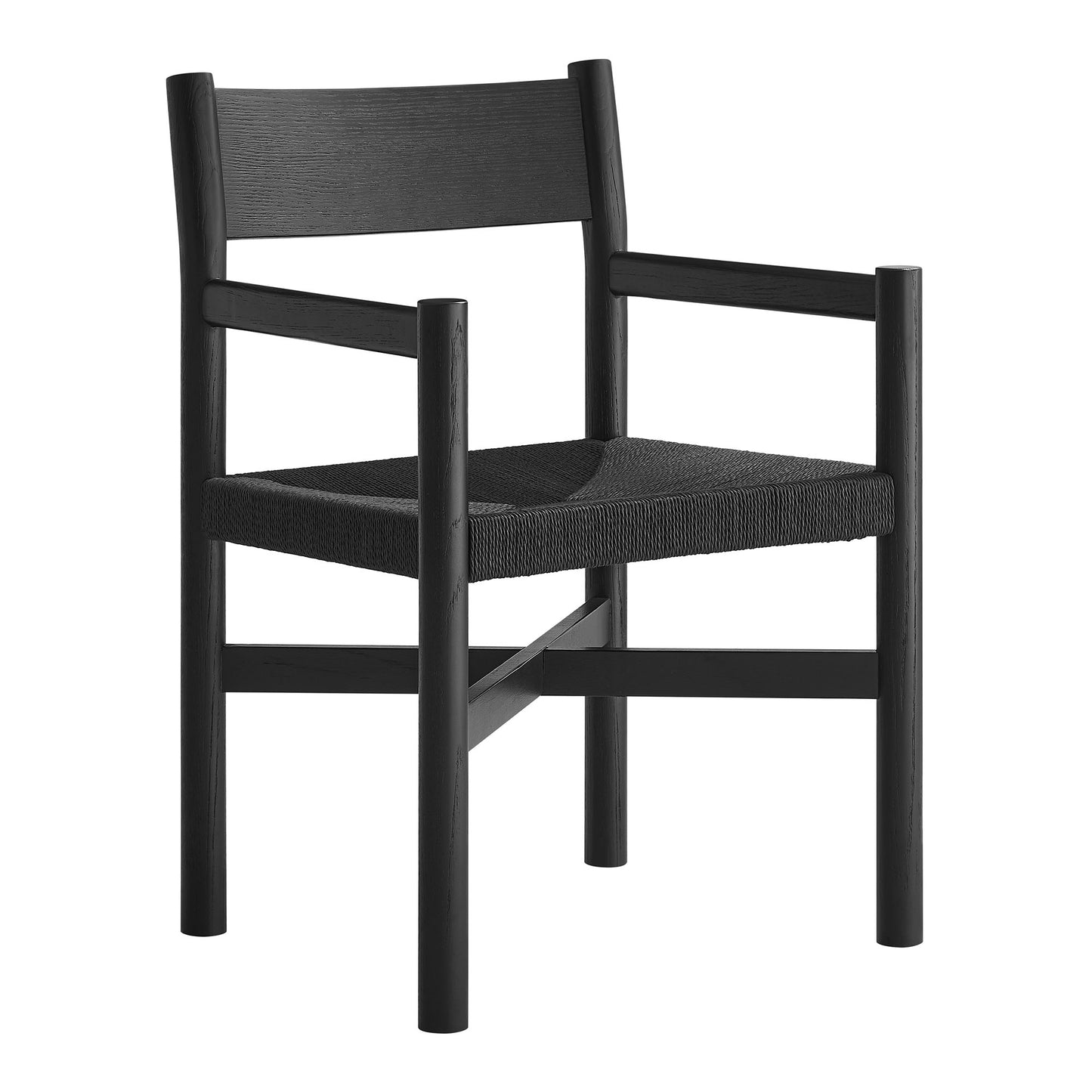 Alvia Oak Wood Dining Armchairs With Woven Seats Set of 2 by Modway