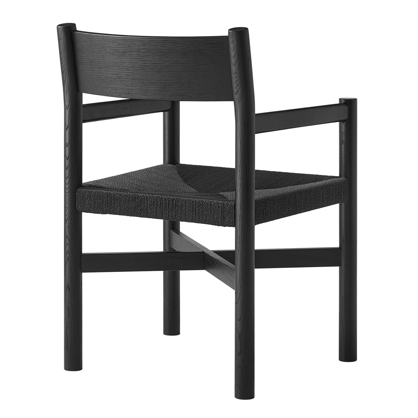 Alvia Oak Wood Dining Armchairs With Woven Seats Set of 2 by Modway