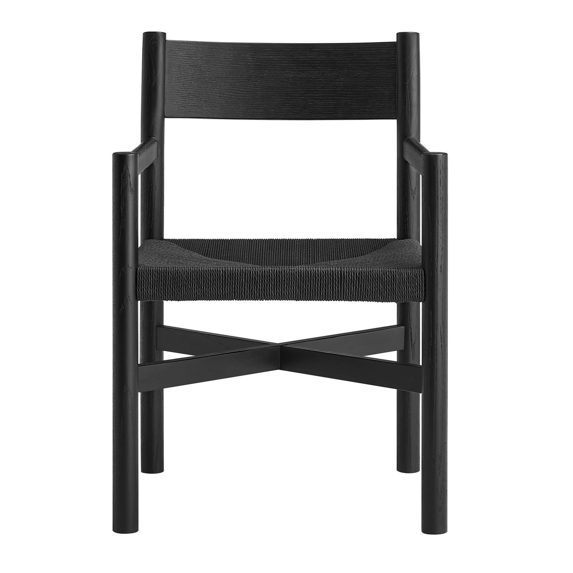 Alvia Oak Wood Dining Armchairs With Woven Seats Set of 2 by Modway