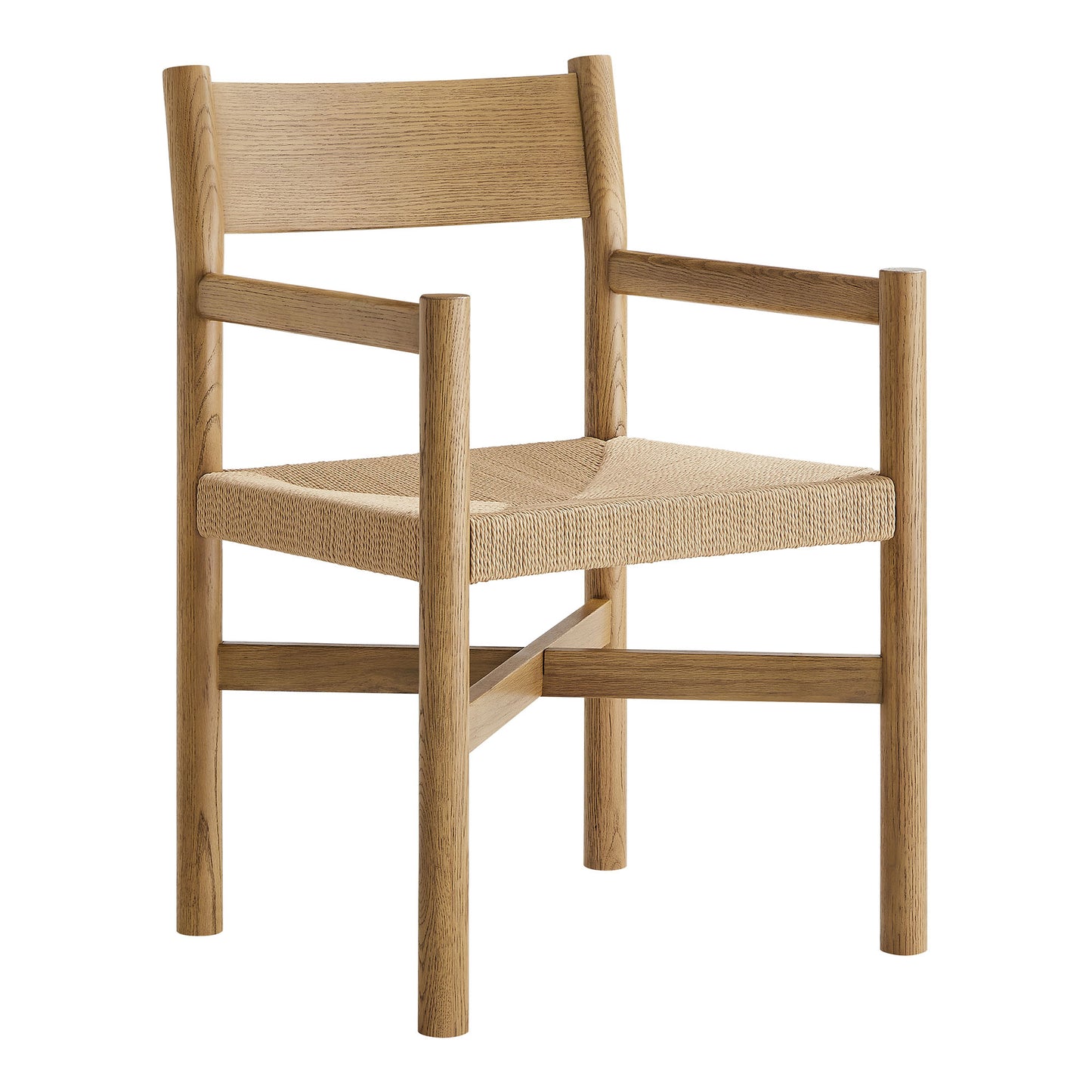 Alvia Oak Wood Dining Armchairs With Woven Seats Set of 2 by Modway