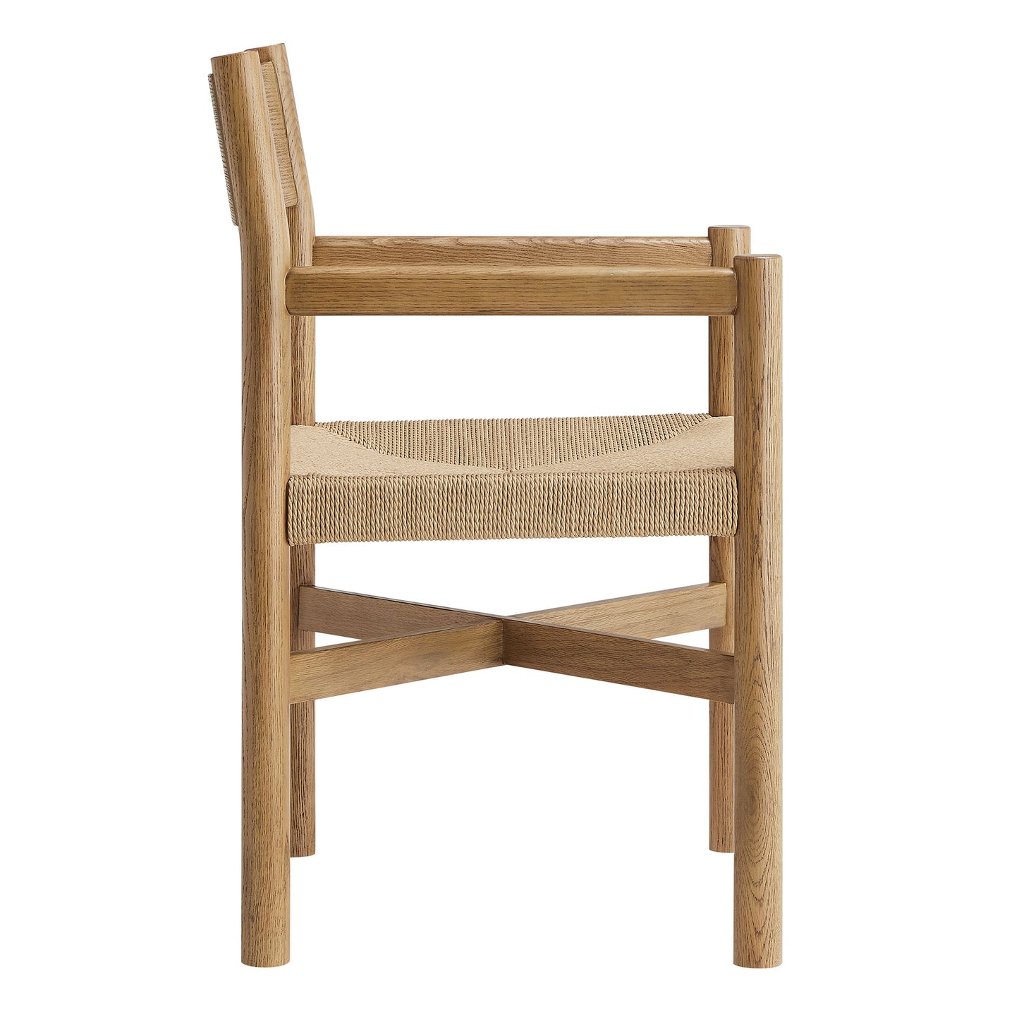 Alvia Oak Wood Dining Armchairs With Woven Seats Set of 2 by Modway