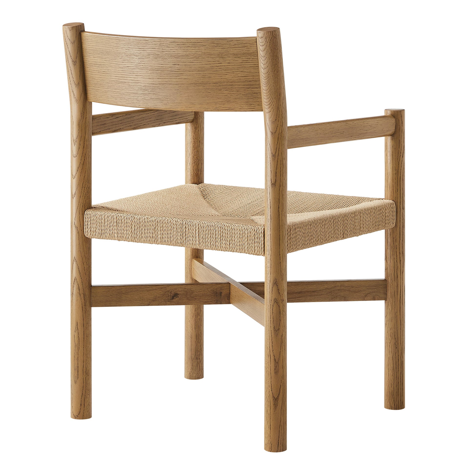 Alvia Oak Wood Dining Armchairs With Woven Seats Set of 2 by Modway