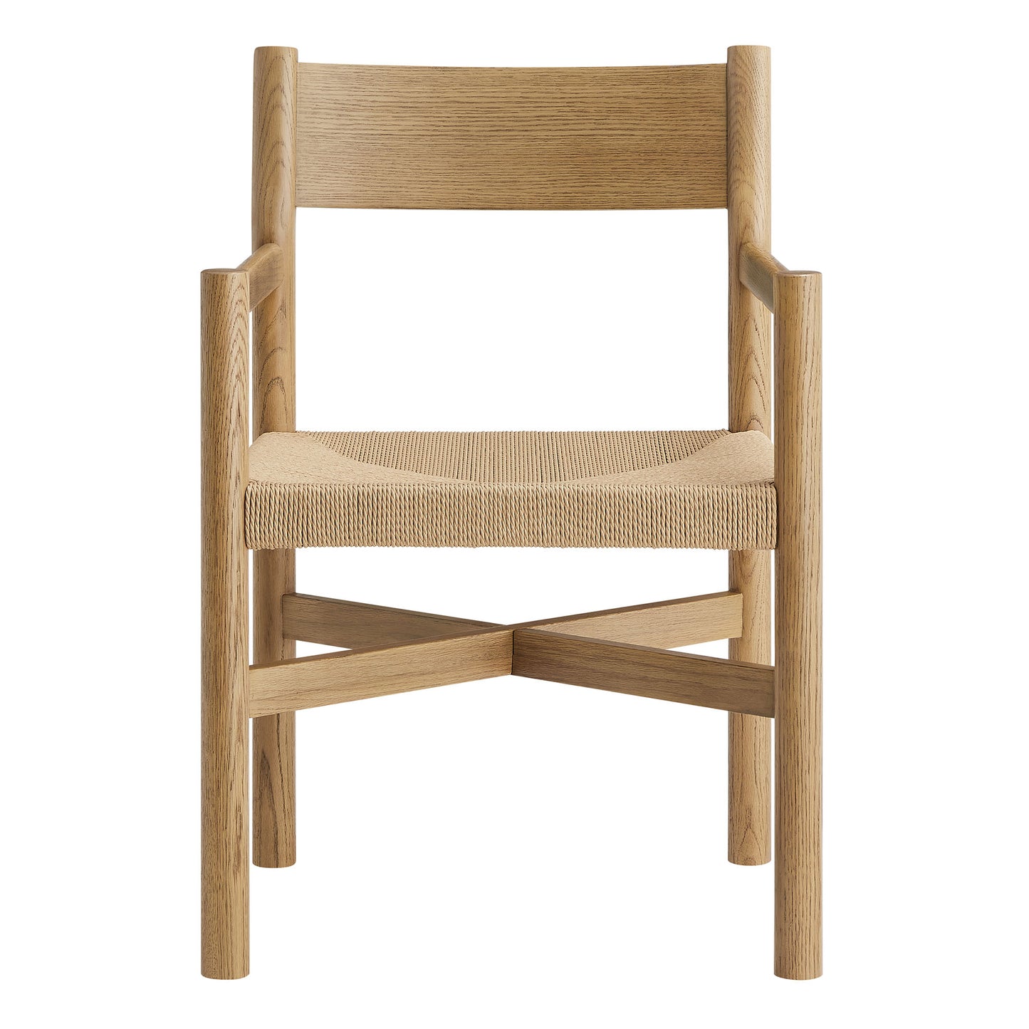 Alvia Oak Wood Dining Armchairs With Woven Seats Set of 2 by Modway