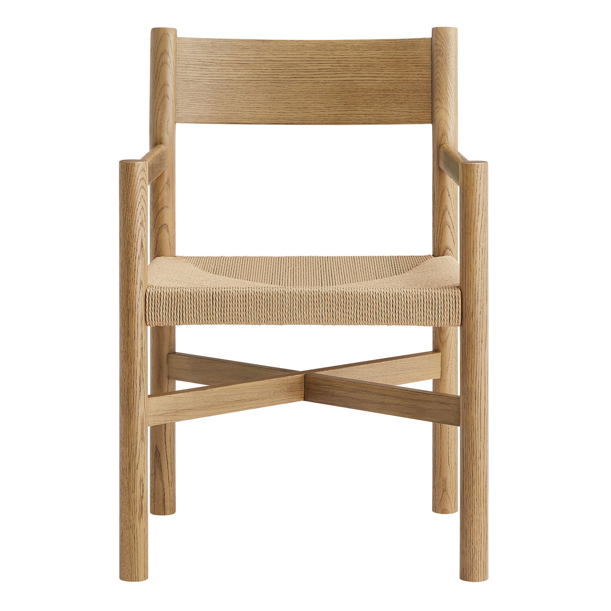 Alvia Oak Wood Dining Armchairs With Woven Seats Set of 2 by Modway