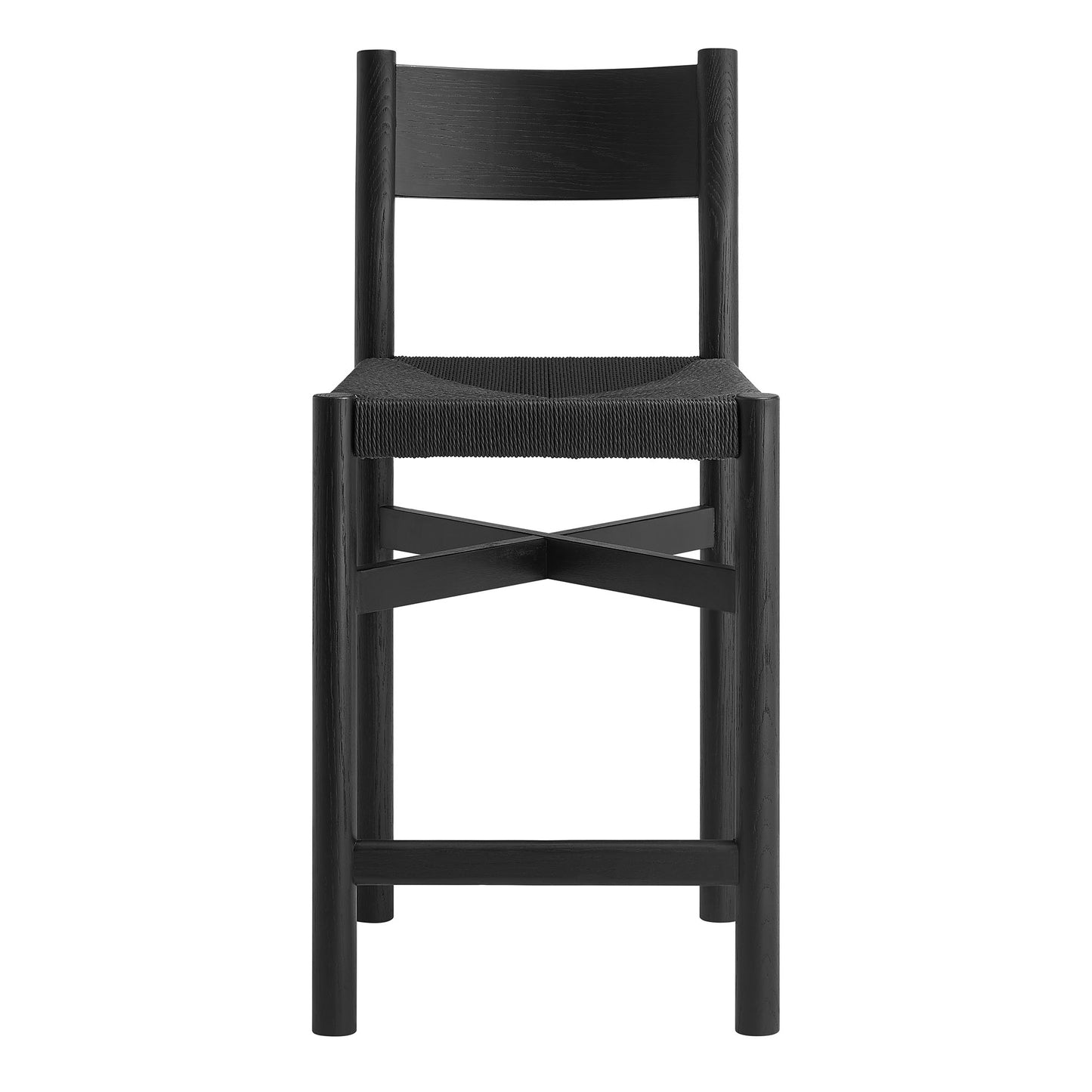 Alvia Oak Wood Counter Stools With Woven Seats Set of 2 by Modway