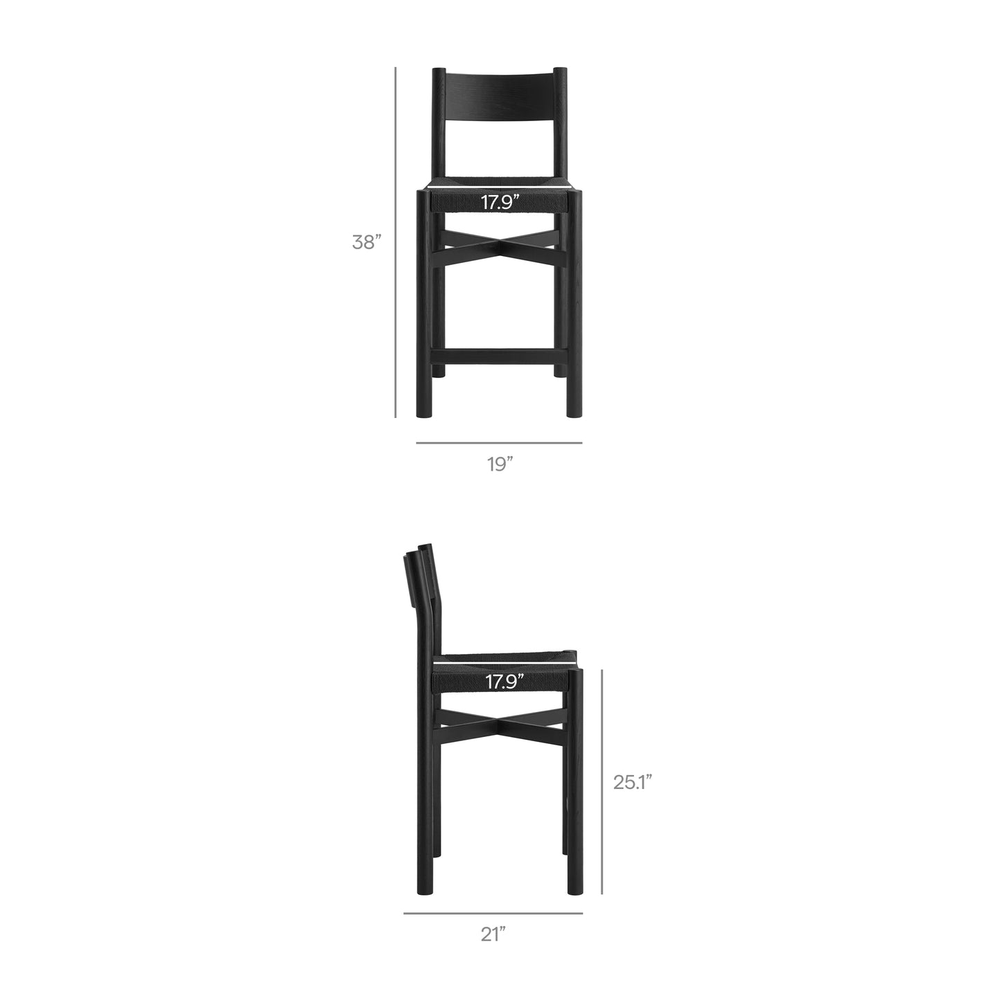 Alvia Oak Wood Counter Stools With Woven Seats Set of 2 by Modway